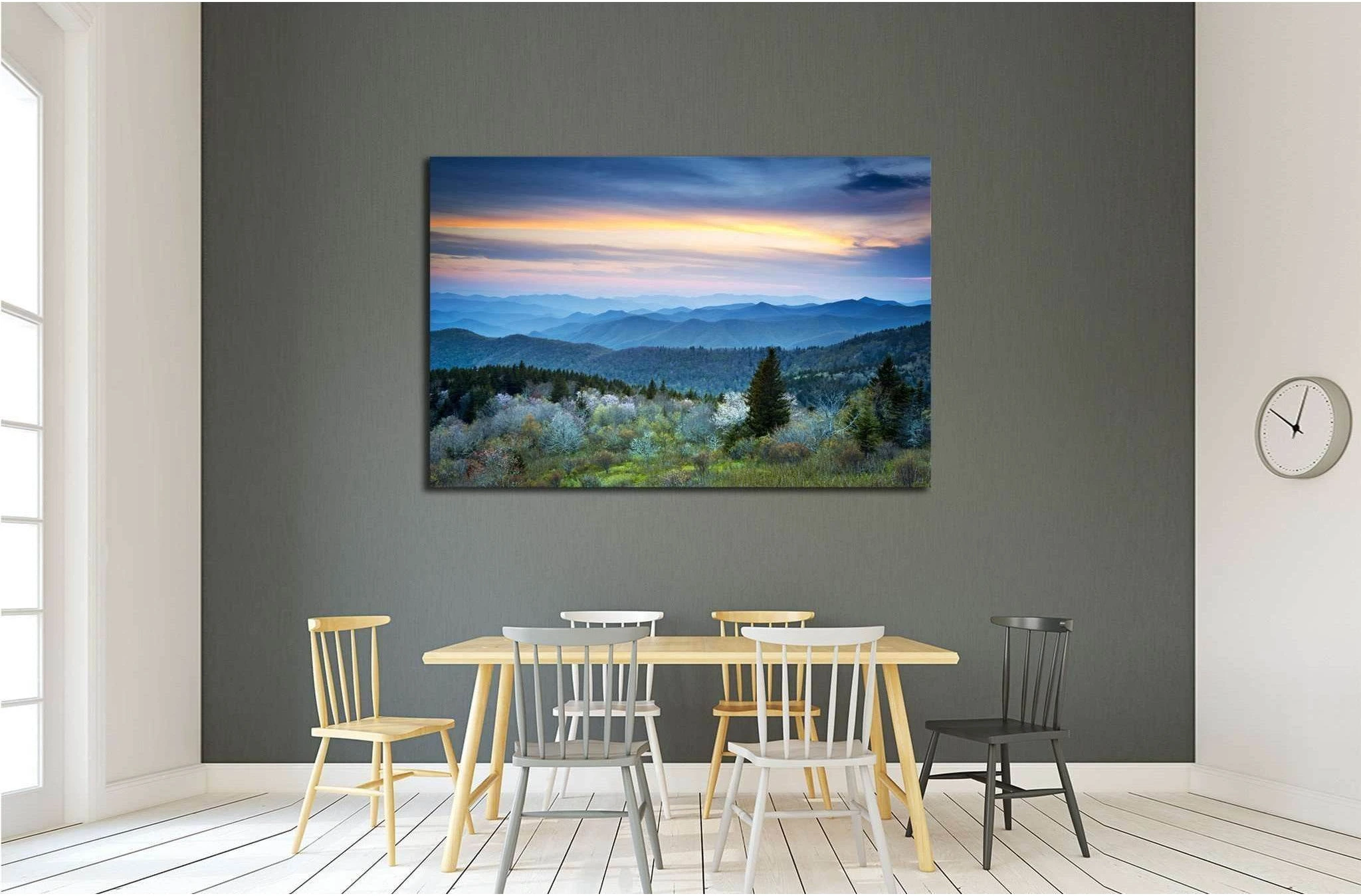 Scenic Blue Ridge Parkway Appalachians Smoky Mountains Spring Landscape with May blossoms №1959 Ready to Hang Canvas Print - Zellart Canvas Prints ALL_Products, s-1959