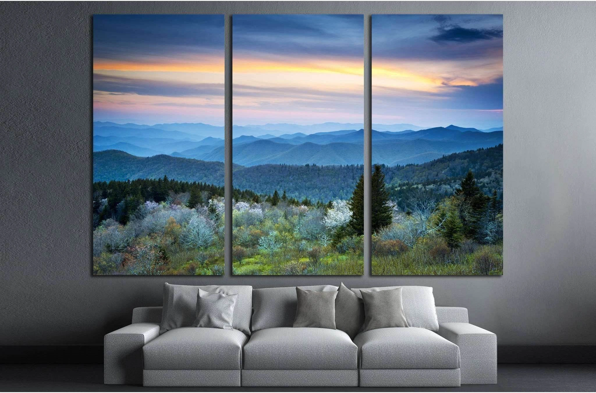 Scenic Blue Ridge Parkway Appalachians Smoky Mountains Spring Landscape with May blossoms №1959 Ready to Hang Canvas Print - Zellart Canvas Prints ALL_Products, s-1959