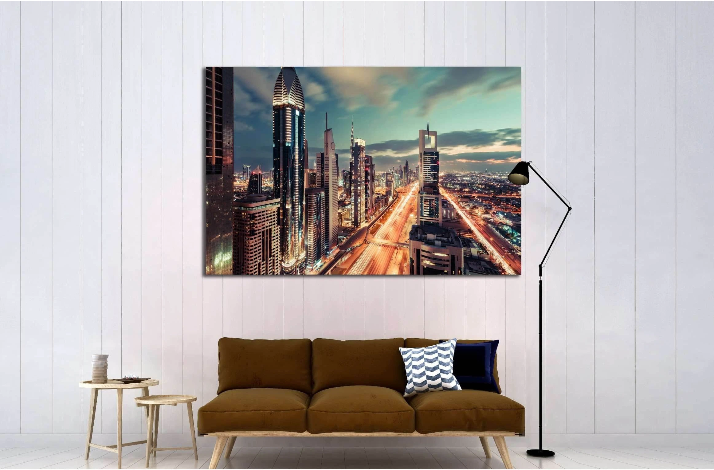 Scenic Dubai downtown architecture in the evening №3004 Ready to Hang Canvas Print - Zellart Canvas Prints ALL_Products, s-3004
