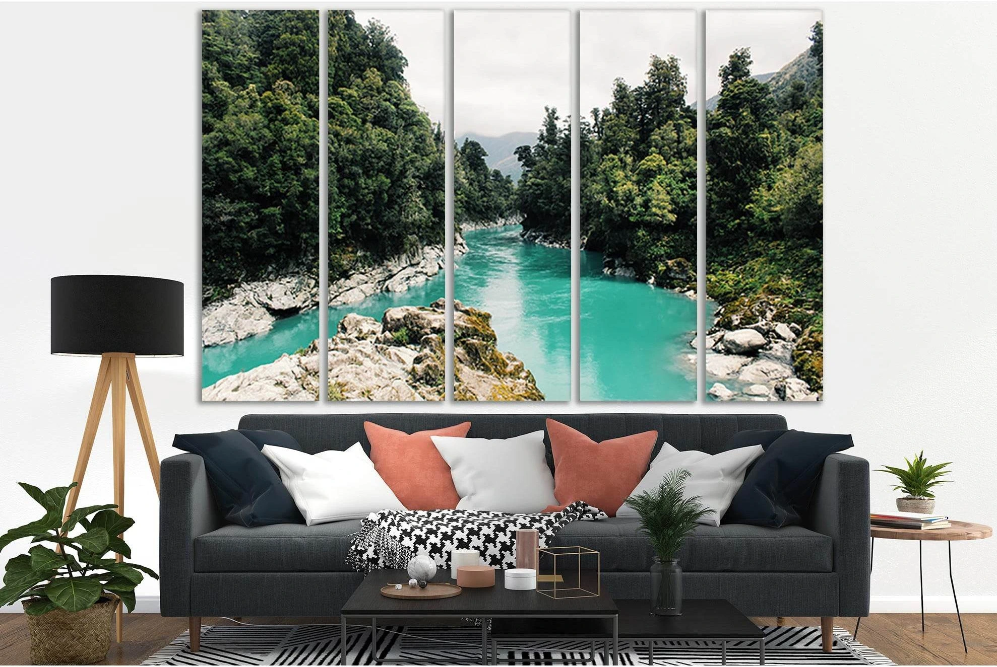 Scenic View Of Trees And River №SL1081 Ready to Hang Canvas Print - Zellart Canvas Prints 0new, ALL_Products, Trees Wall Art