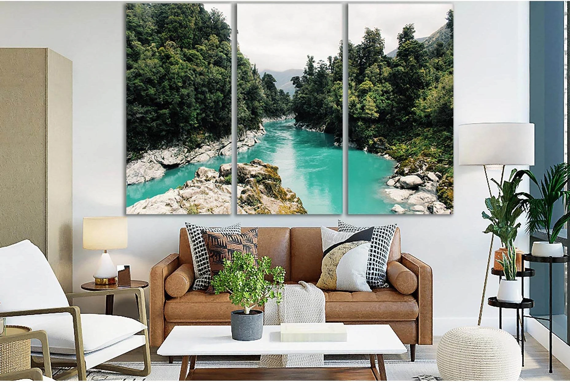 Scenic View Of Trees And River №SL1081 Ready to Hang Canvas Print - Zellart Canvas Prints 0new, ALL_Products, Trees Wall Art