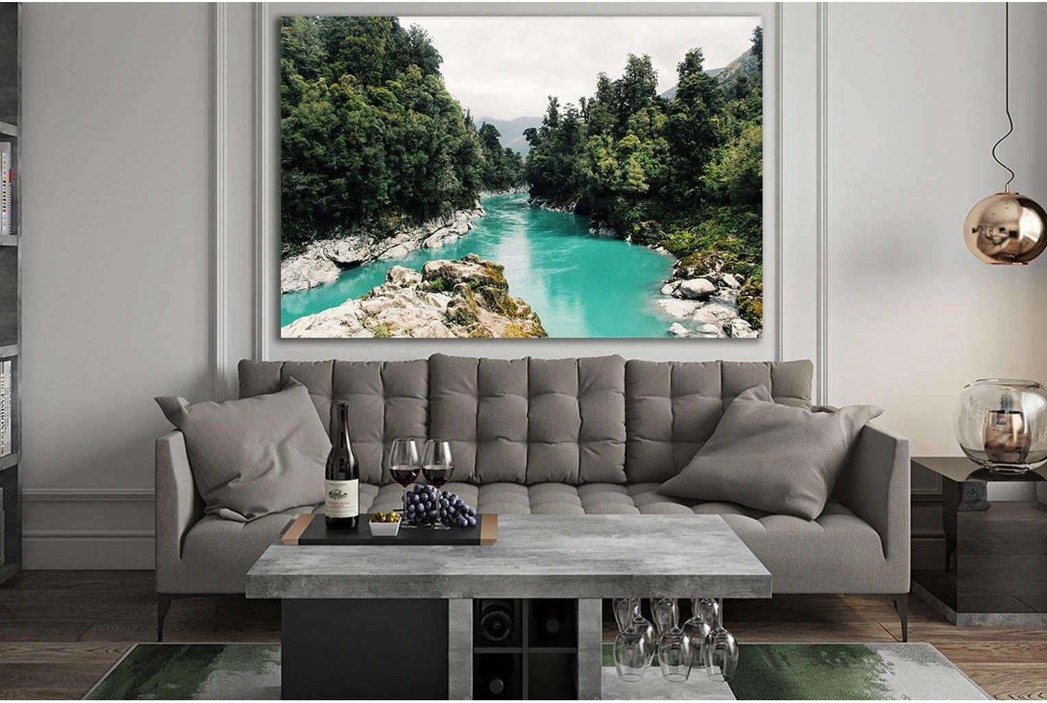 Scenic View Of Trees And River №SL1081 Ready to Hang Canvas Print - Zellart Canvas Prints 0new, ALL_Products, Trees Wall Art