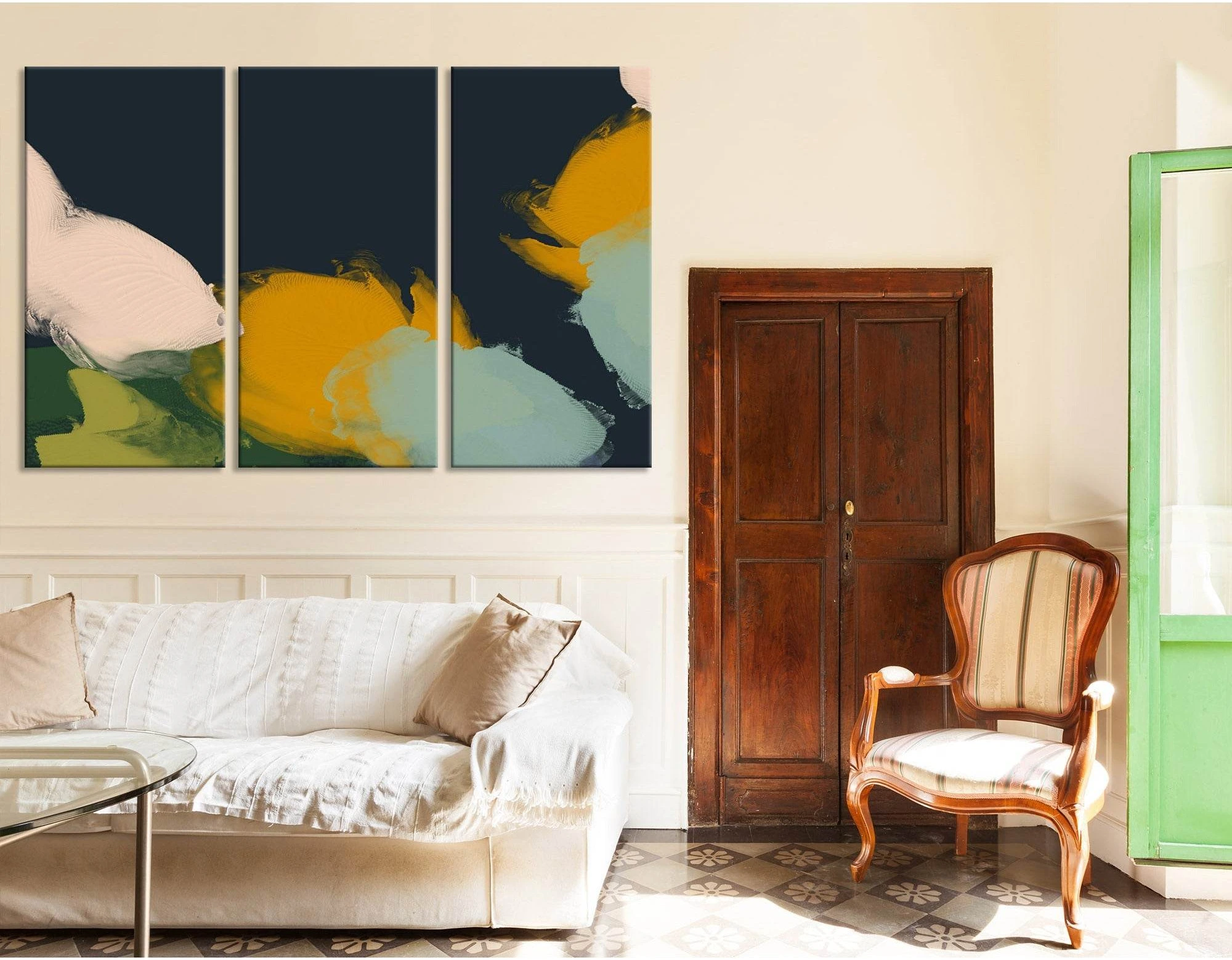 School Of Fish Abstract №04402 Ready to Hang Canvas Print - Zellart Canvas Prints ALL_Products