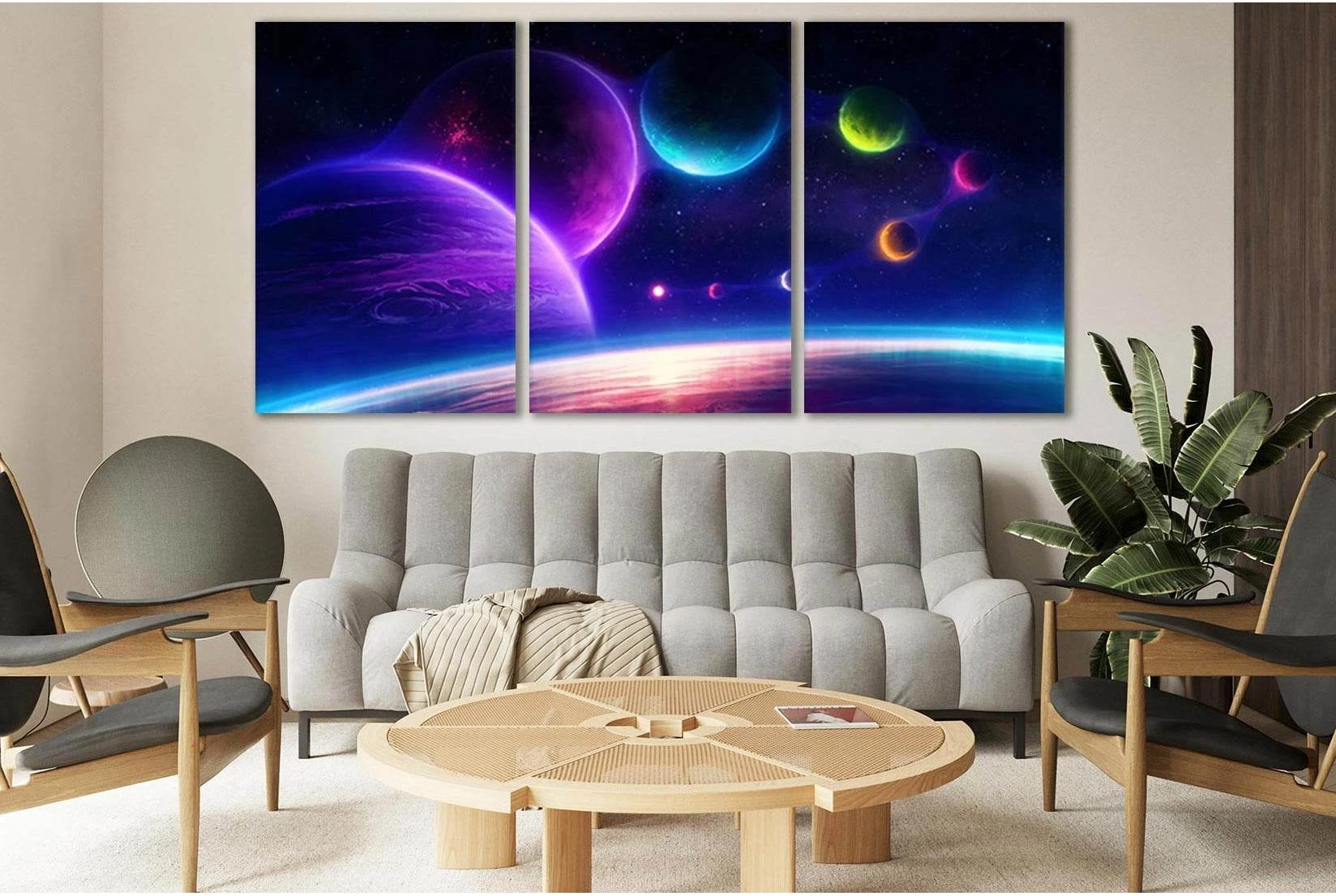Sci Fi Planets №SL430 Ready to Hang Canvas Print - Zellart Canvas Prints 0new, ALL_Products, Astronomy & Space Canvas Wall Art