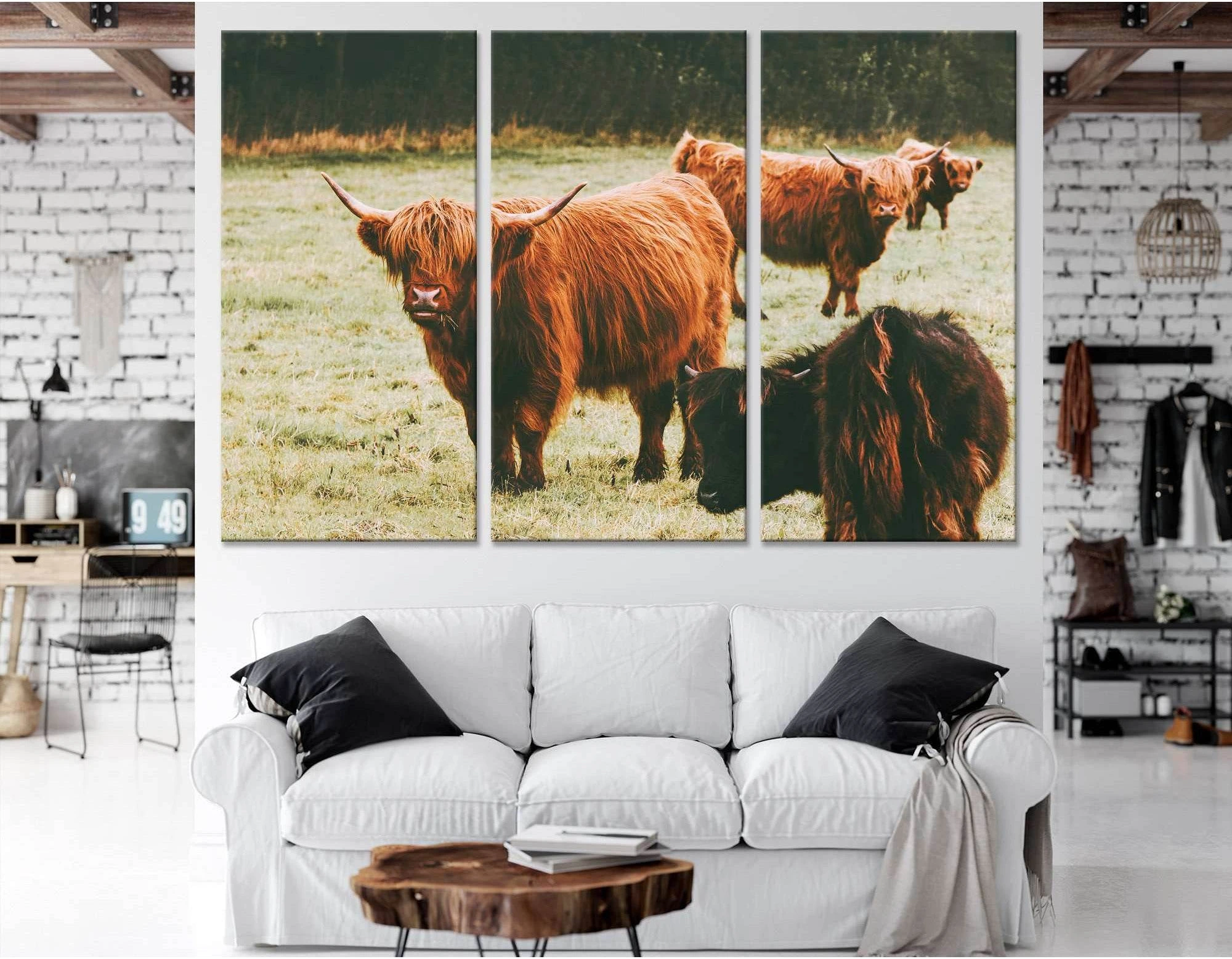 Scottish Highland Cattle №04124 Ready to Hang Canvas Print - Zellart Canvas Prints ALL_Products