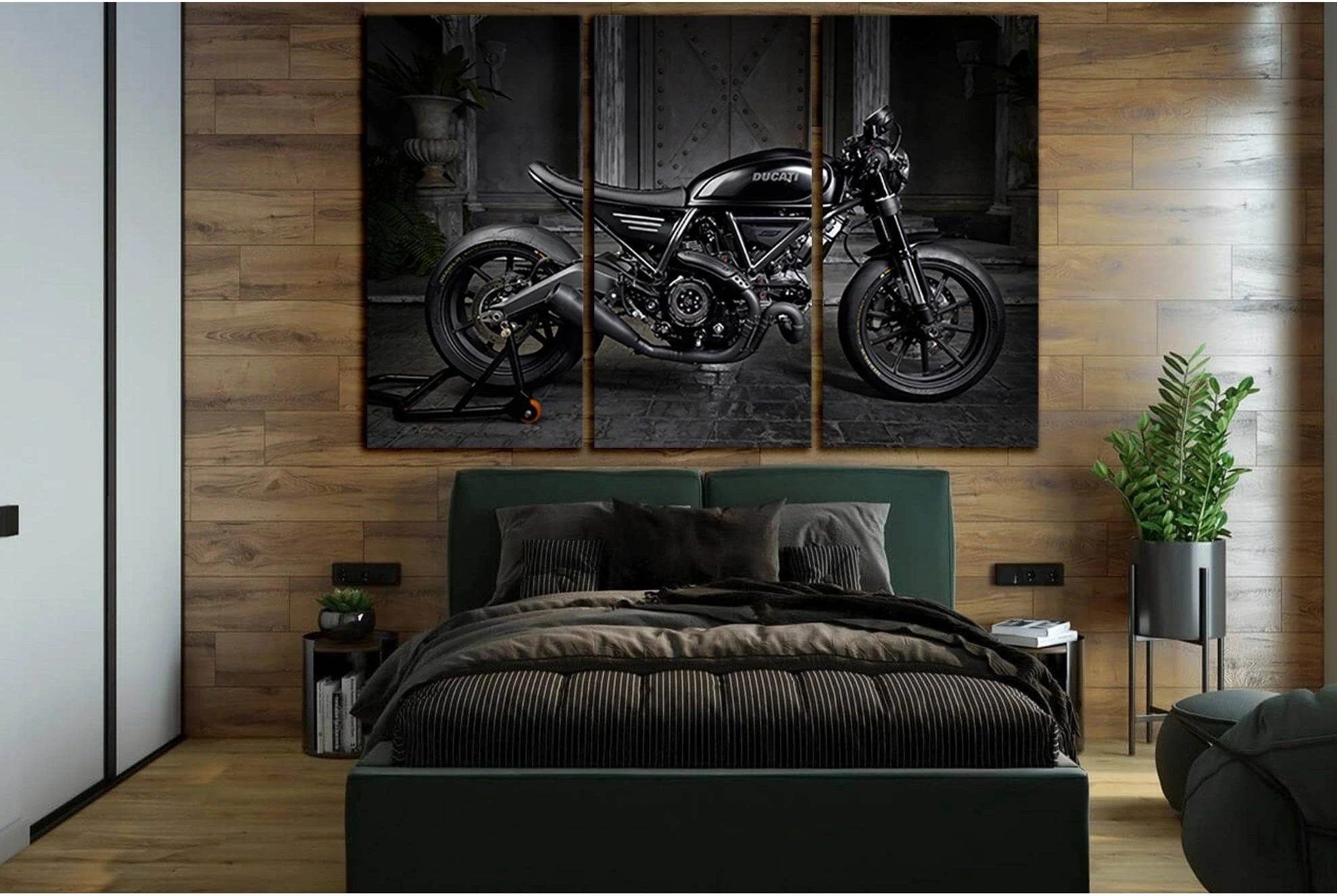 Scrambler Black Custom Bikes №SL1442 Ready to Hang Canvas Print - Zellart Canvas Prints 0new, ALL_Products, Engine