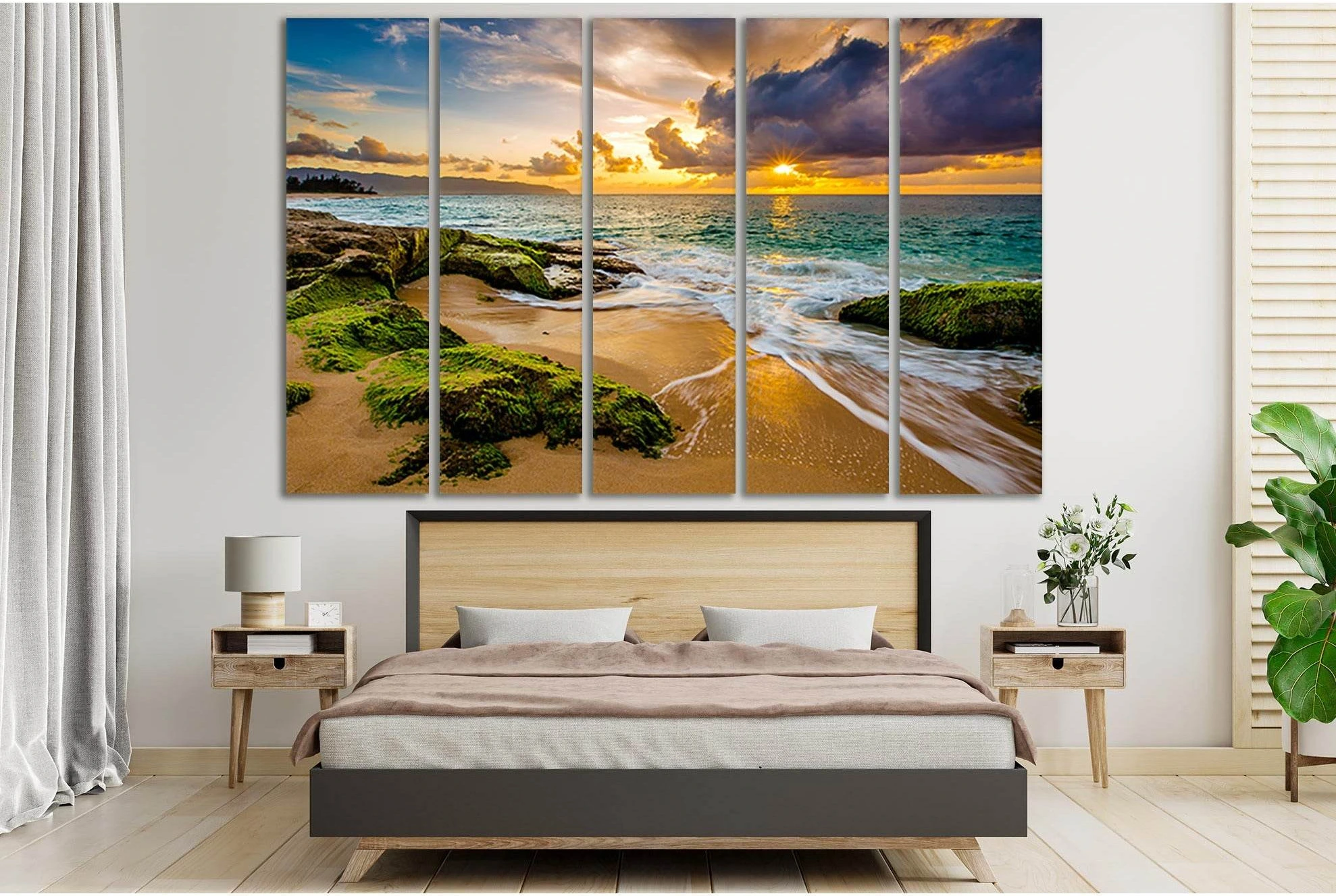 Sea And Colorful Sunset №SL291 Ready to Hang Canvas Print - Zellart Canvas Prints 0new, ALL_Products, SUNRISE & SUNSET WALL ART