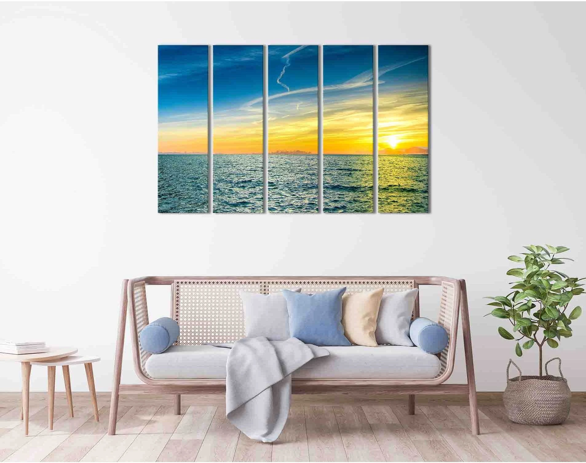 Sea channel at sunrise №D1236 Ready to Hang Canvas Print - Zellart Canvas Prints 0new, ALL_Products, Sunrise & sunset wall art