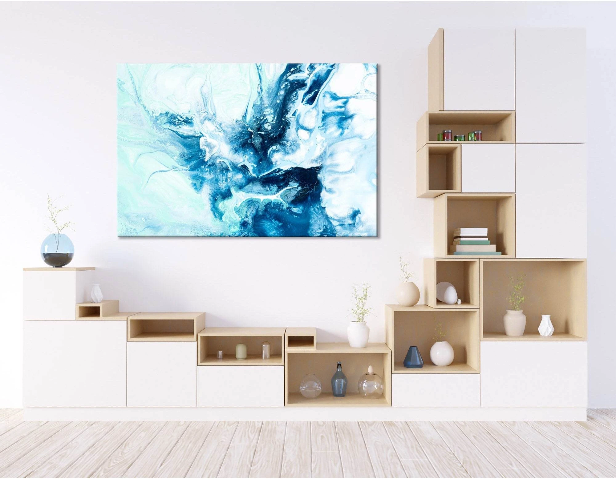 Sea Splatter Abstract №04423 Ready to Hang Canvas Print - Zellart Canvas Prints ALL_Products
