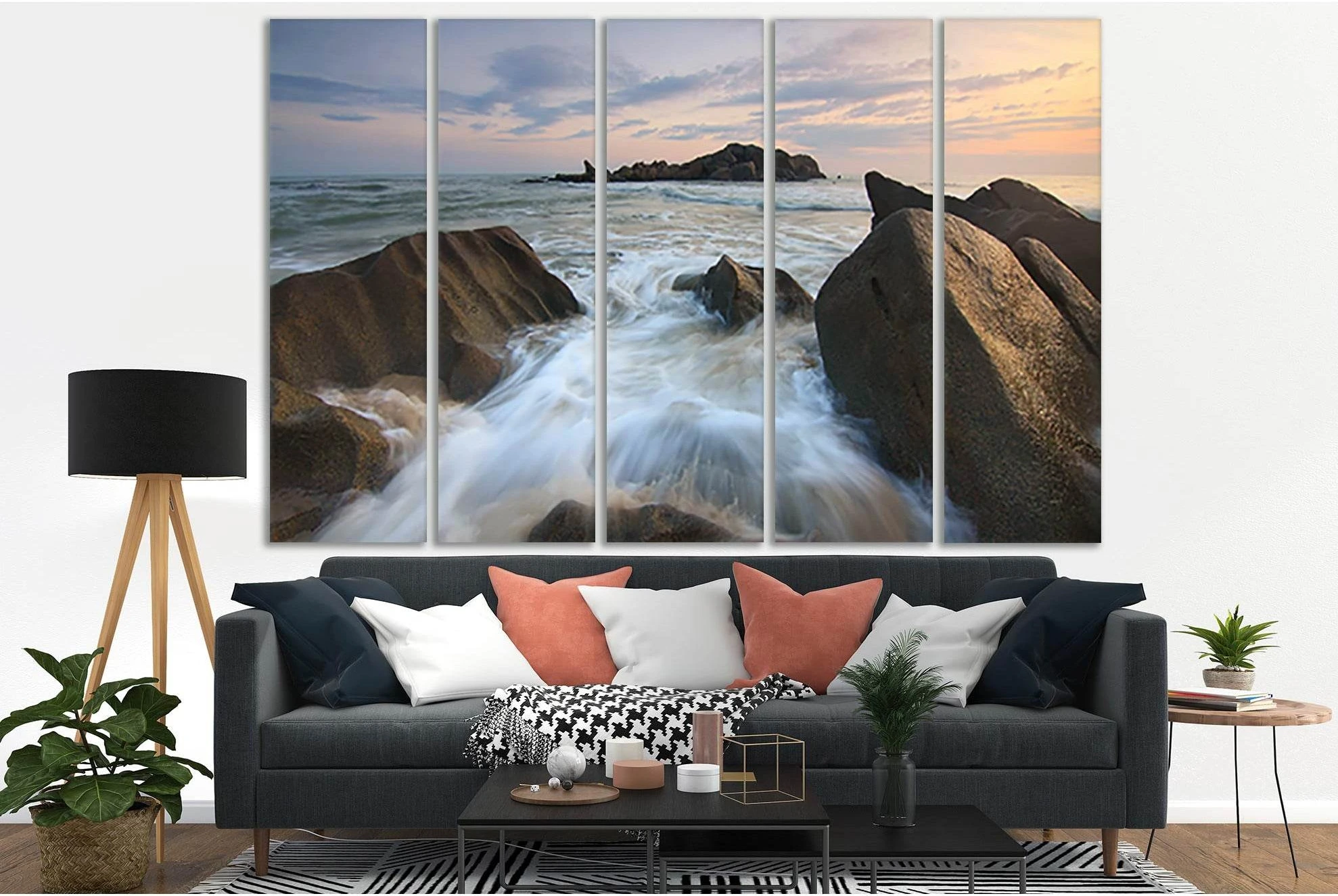 Sea Stones №SL171 Ready to Hang Canvas Print - Zellart Canvas Prints 0new, ALL_Products, Beach Ocean & Waves