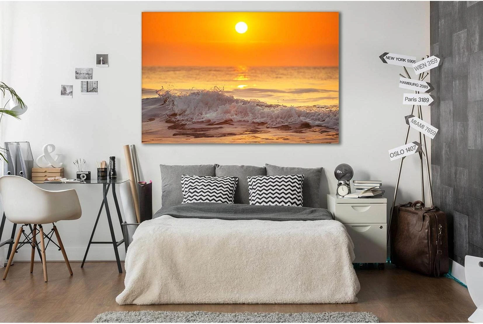 Sea Sun And White Wave №SL286 Ready to Hang Canvas Print - Zellart Canvas Prints 0new, ALL_Products, SUNRISE & SUNSET WALL ART