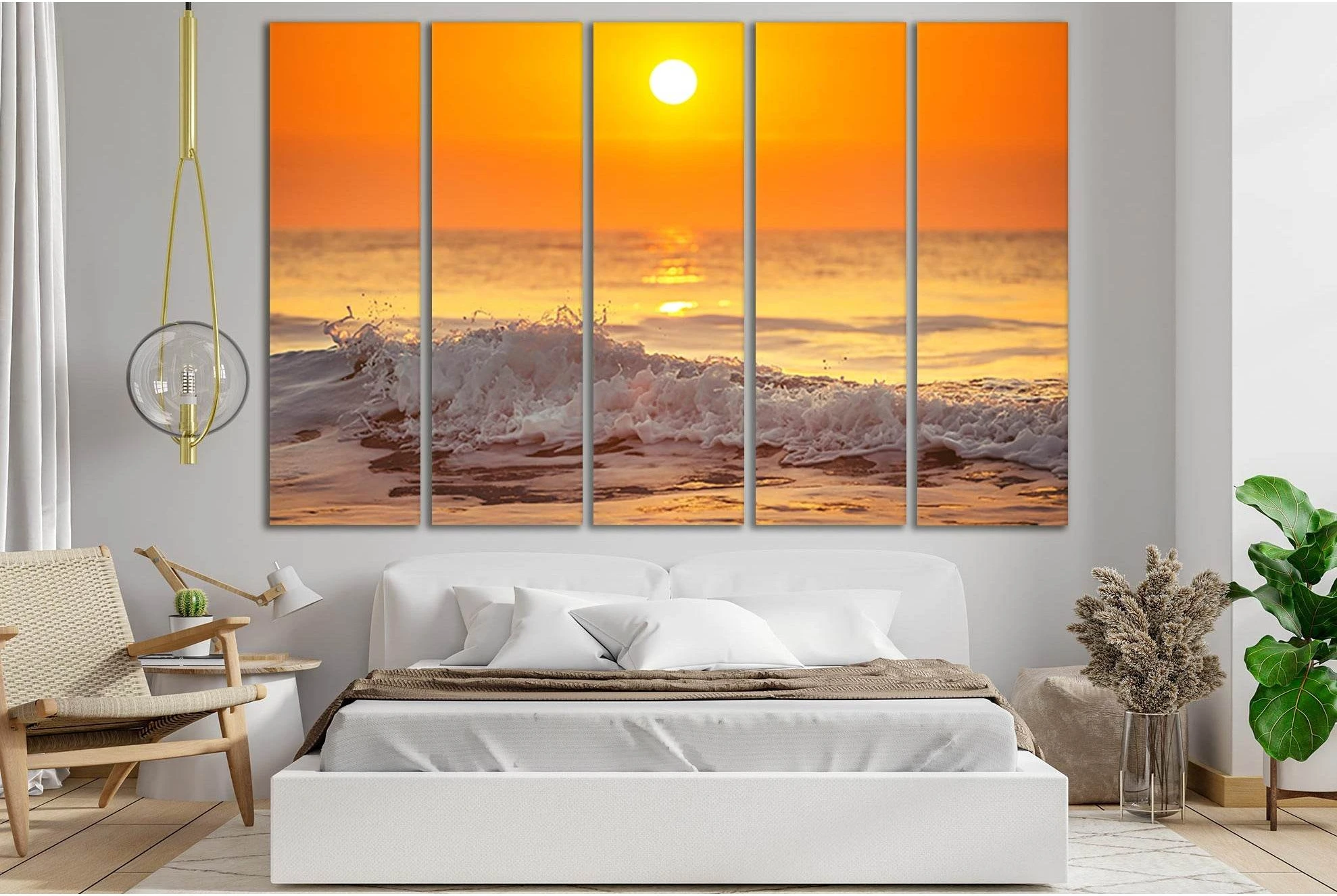 Sea Sun And White Wave №SL286 Ready to Hang Canvas Print - Zellart Canvas Prints 0new, ALL_Products, SUNRISE & SUNSET WALL ART