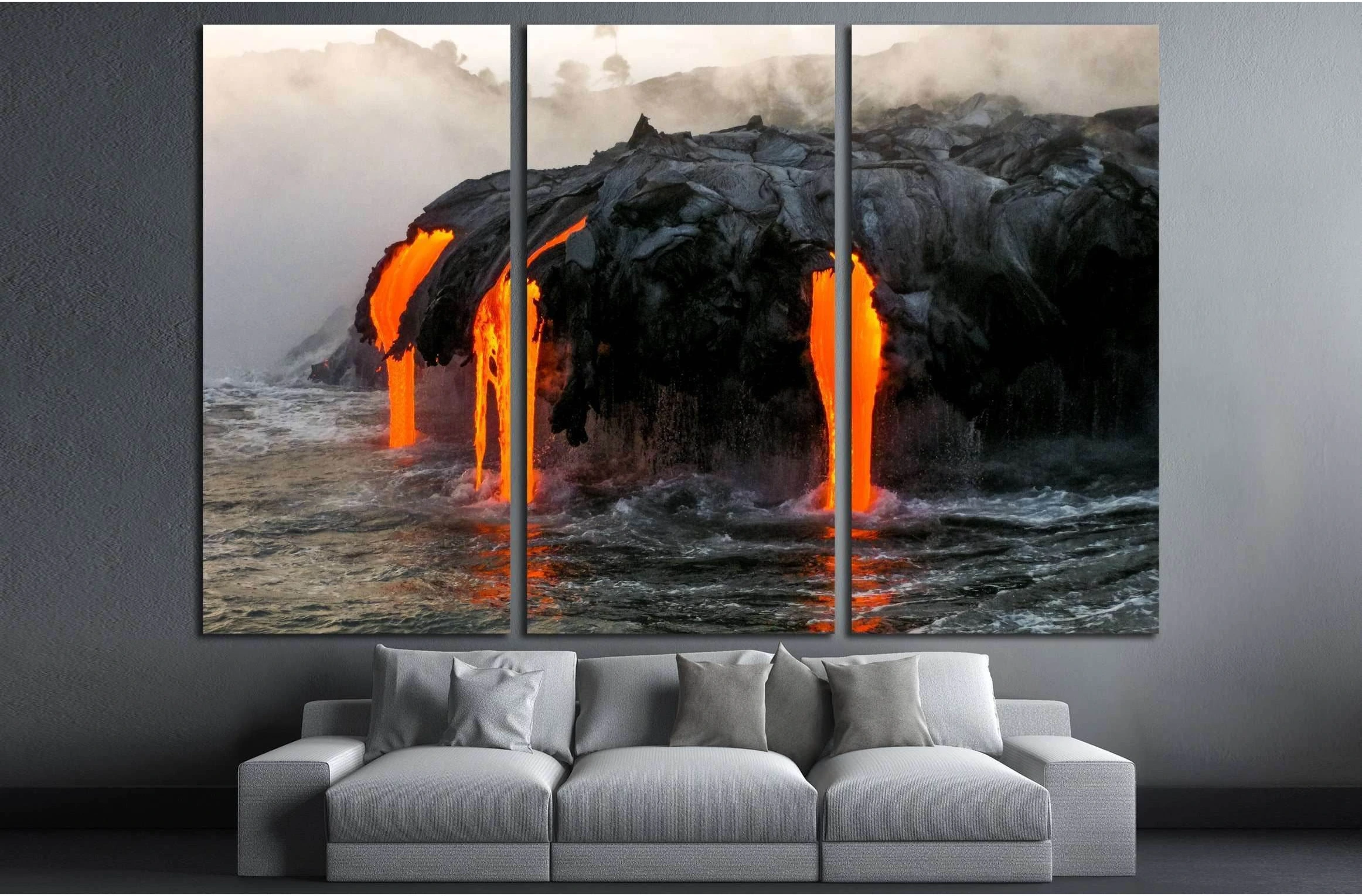 Sea view of Kilauea Volcano in Big Island, Hawaii №3147 Ready to Hang Canvas Print - Zellart Canvas Prints ALL_Products, s-3147