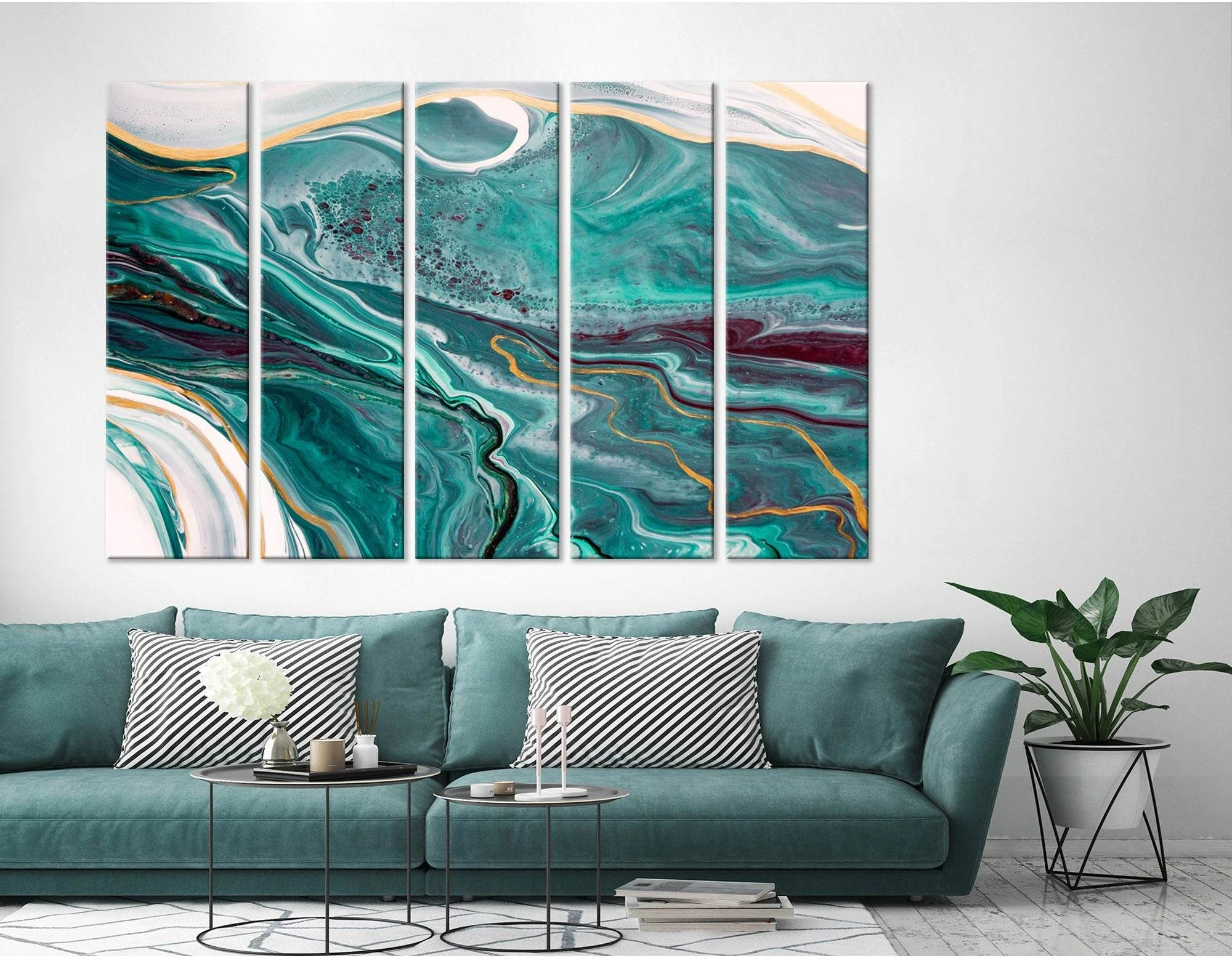 Sea Waves Abstract №04290 Ready to Hang Canvas Print - Zellart Canvas Prints ALL_Products