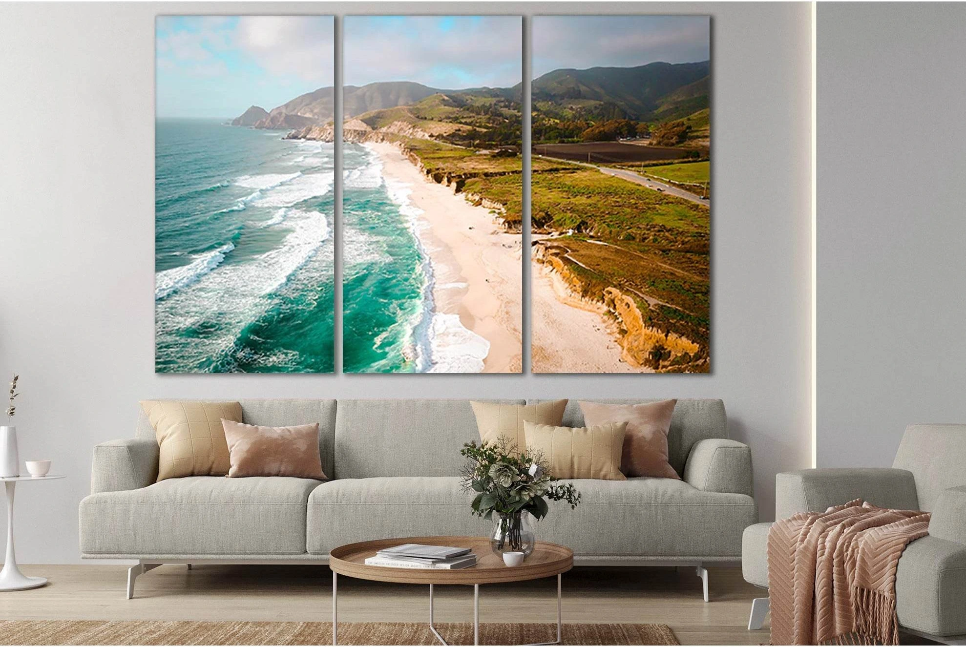 Sea Waves Line On The Beach №SL166 Ready to Hang Canvas Print - Zellart Canvas Prints 0new, ALL_Products, Beach Ocean & Waves