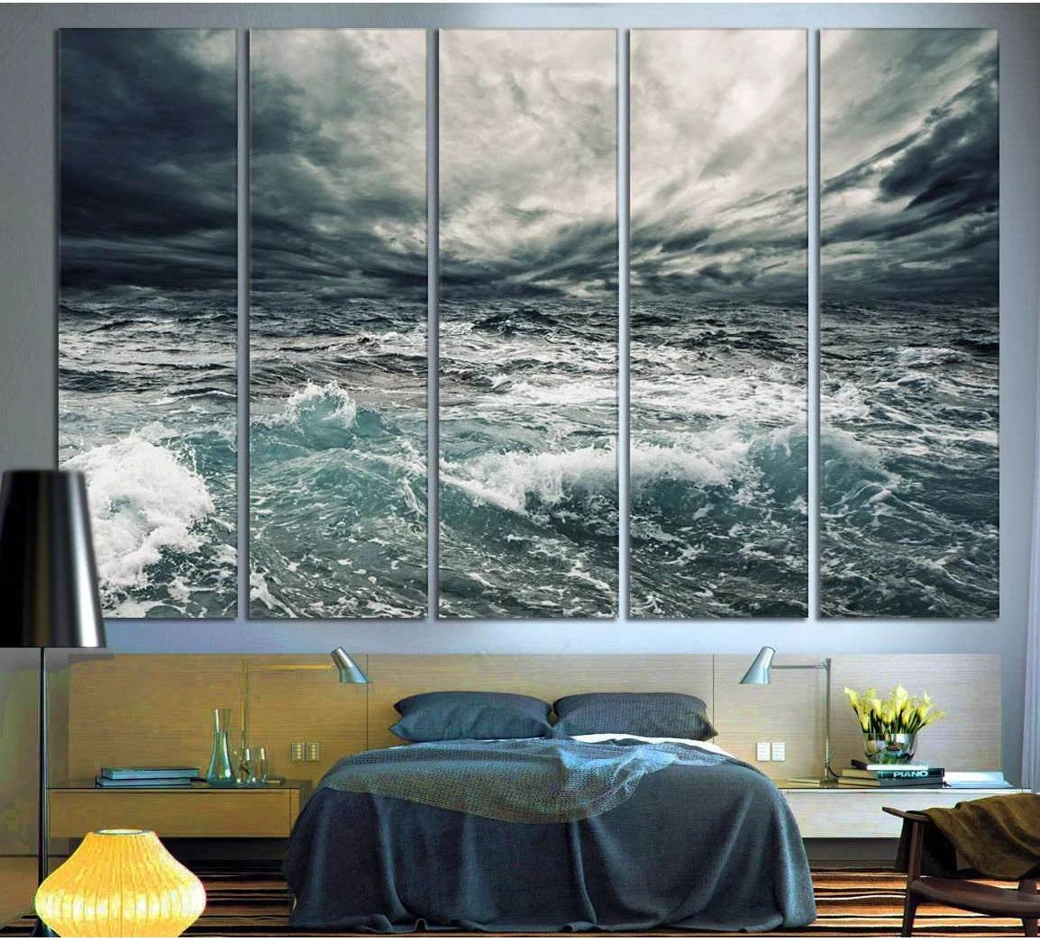 Seascape showing sea water, shoreline and horizon depth.