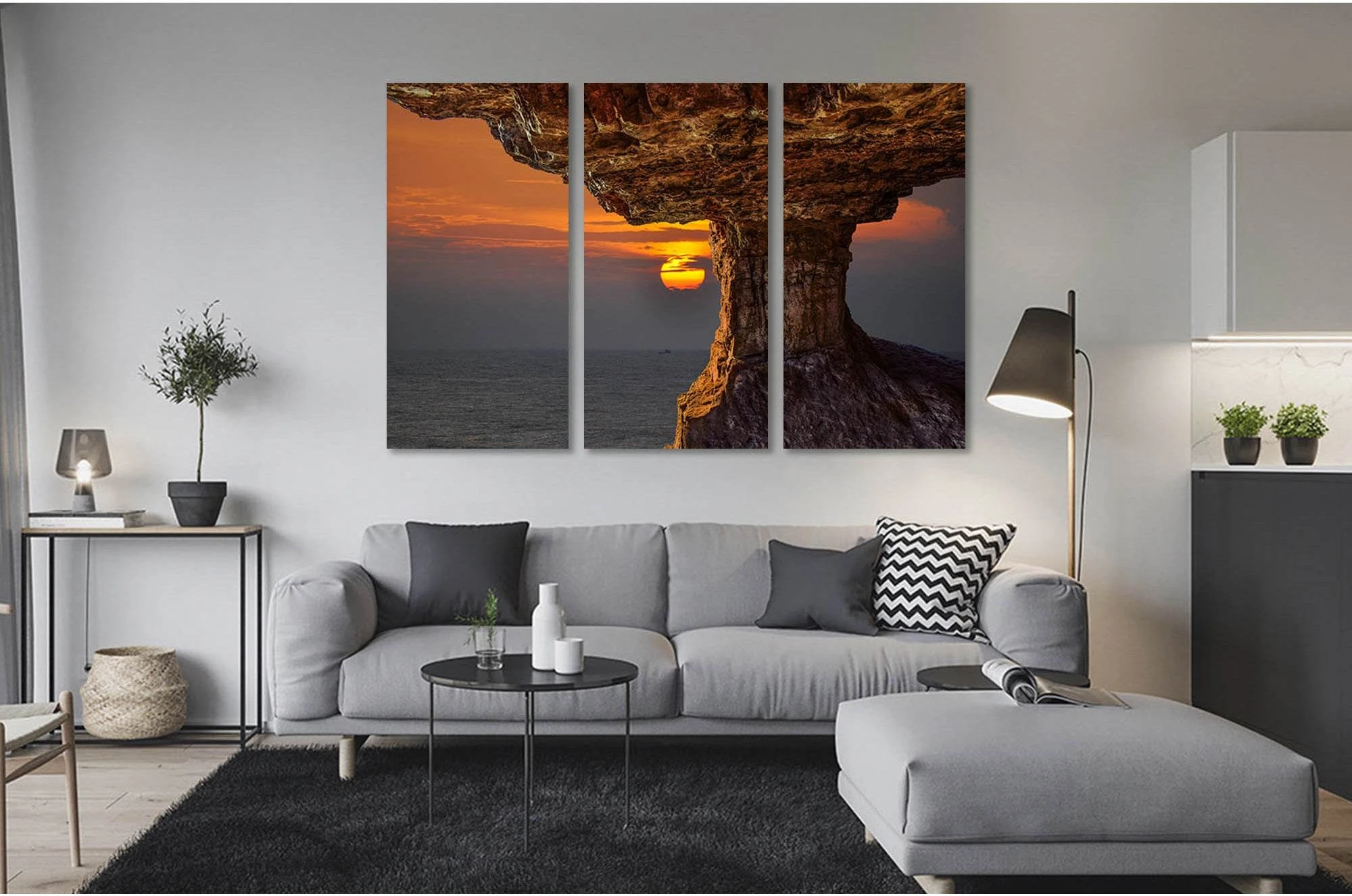 Seascape with rocks №D1216 Ready to Hang Canvas Print - Zellart Canvas Prints 0new, ALL_Products, Sunrise & sunset wall art