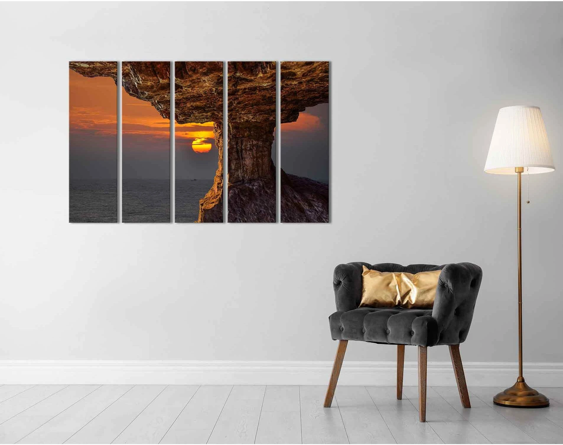 Seascape with rocks №D1216 Ready to Hang Canvas Print - Zellart Canvas Prints 0new, ALL_Products, Sunrise & sunset wall art