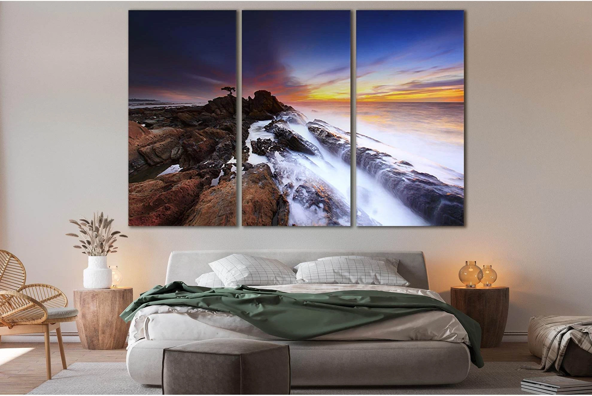 Seashore Waves Sunset №SL192 Ready to Hang Canvas Print - Zellart Canvas Prints 0new, ALL_Products, Beach Ocean & Waves