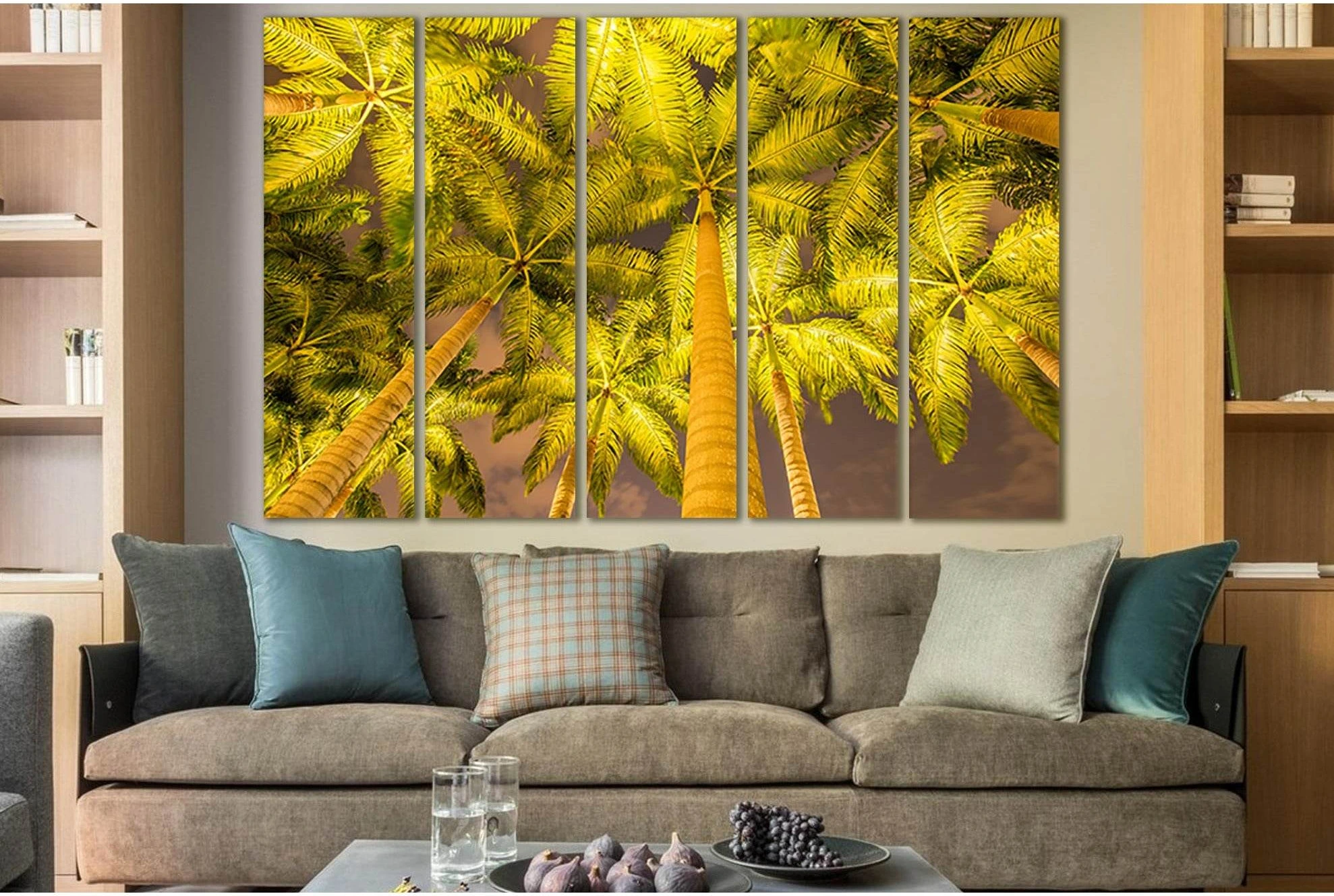 Seasons Autumn Palm Trees №SL1070 Ready to Hang Canvas Print - Zellart Canvas Prints 0new, ALL_Products, Trees Wall Art