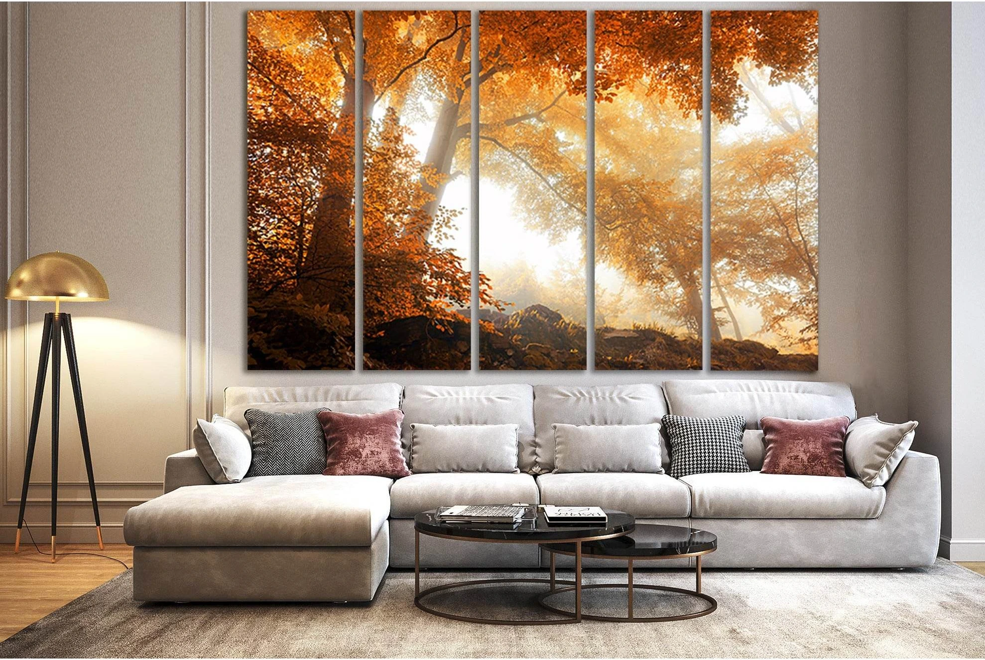 Seasons Autumn Trees №SL1066 Ready to Hang Canvas Print - Zellart Canvas Prints 0new, ALL_Products, Trees Wall Art