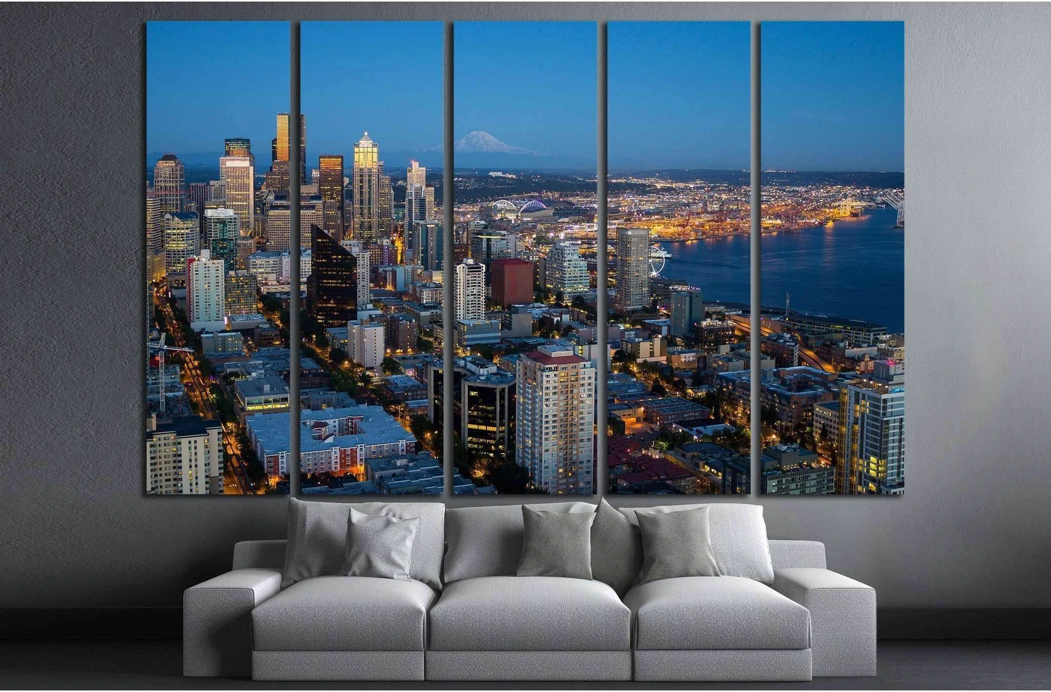 Seattle downtown in night lights №1359 Ready to Hang Canvas Print - Zellart Canvas Prints ALL_Products, s-1359