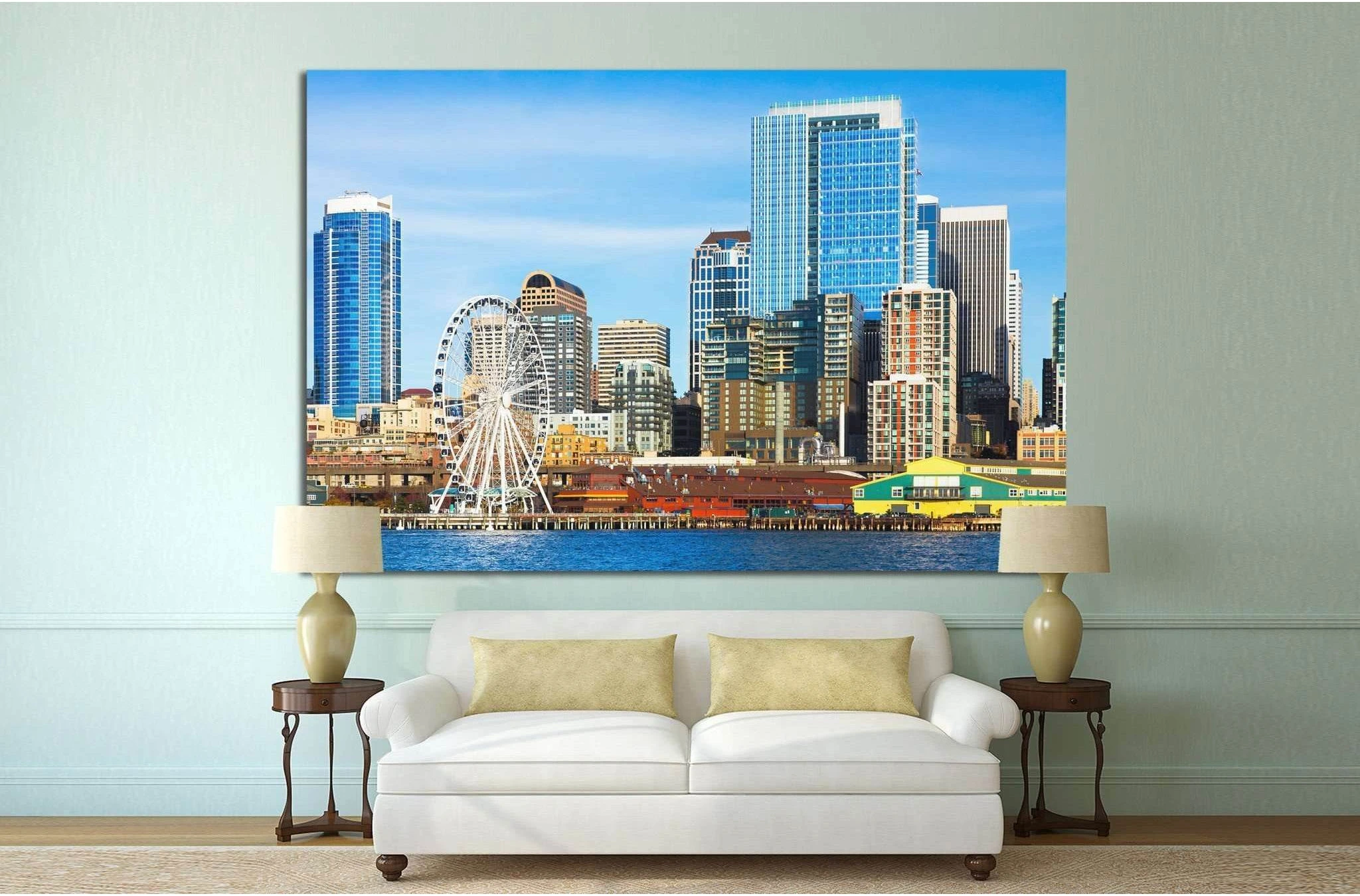 Seattle skyline №1125 Ready to Hang Canvas Print - Zellart Canvas Prints ALL_Products, s-1125