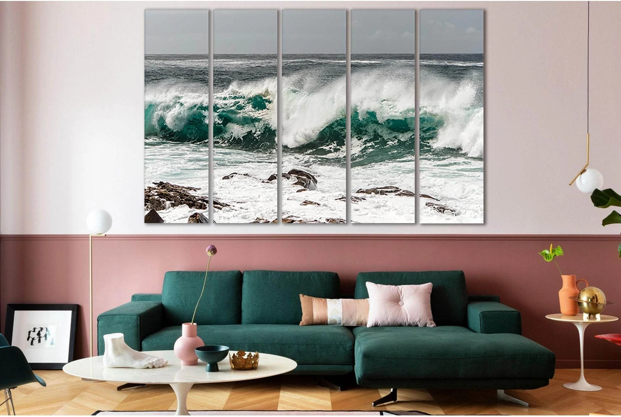Seawaves Crashing On Shore №SL75 Ready to Hang Canvas Print - Zellart Canvas Prints 0new, ALL_Products, Beach Ocean & Waves