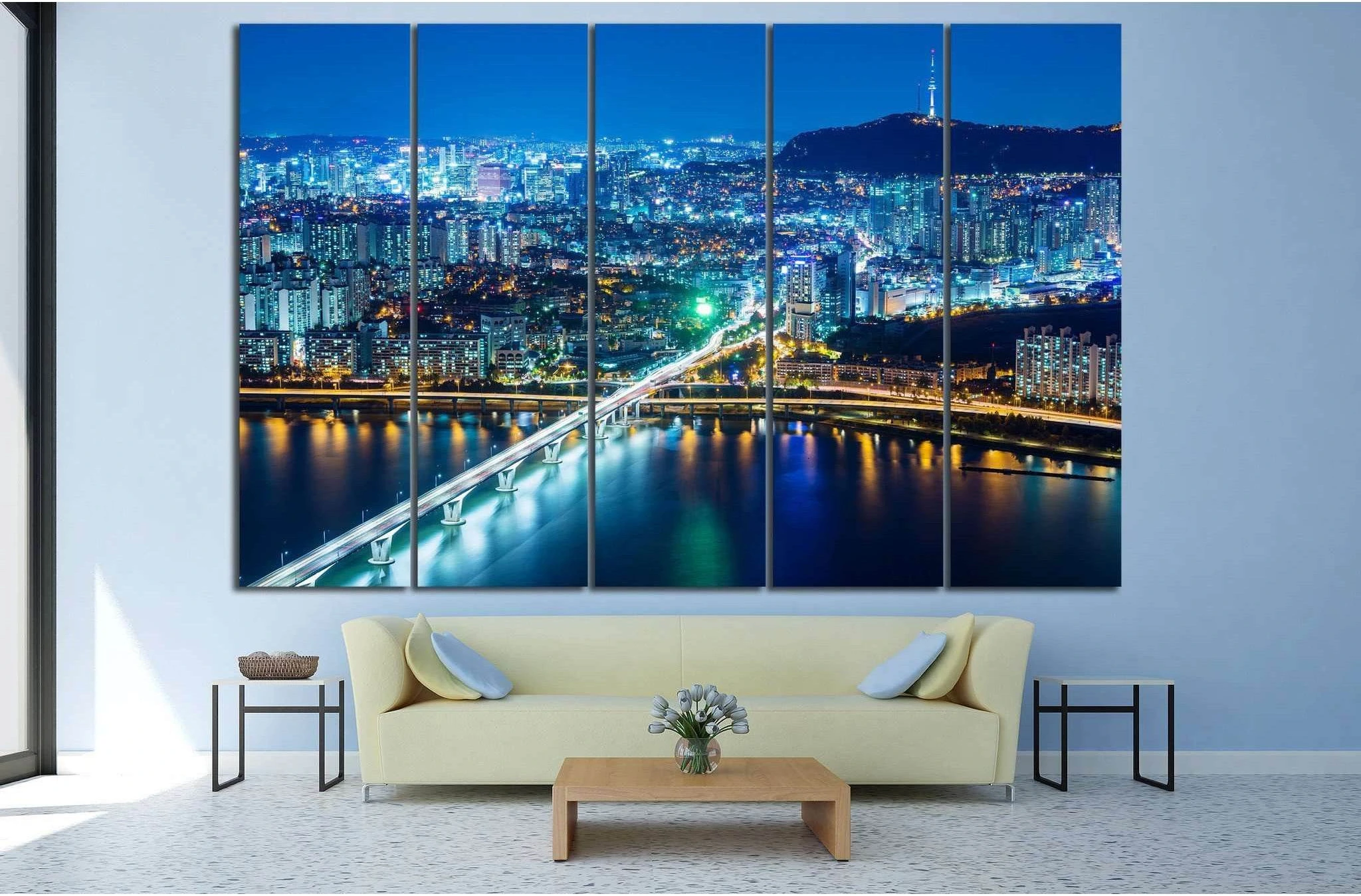 Seoul city at night №579 Ready to Hang Canvas Print - Zellart Canvas Prints ALL_Products, s-579