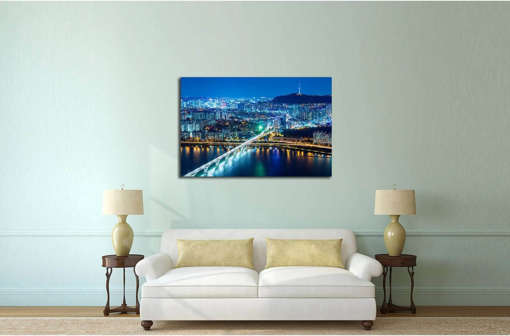 Seoul city at night №579 Ready to Hang Canvas Print - Zellart Canvas Prints ALL_Products, s-579