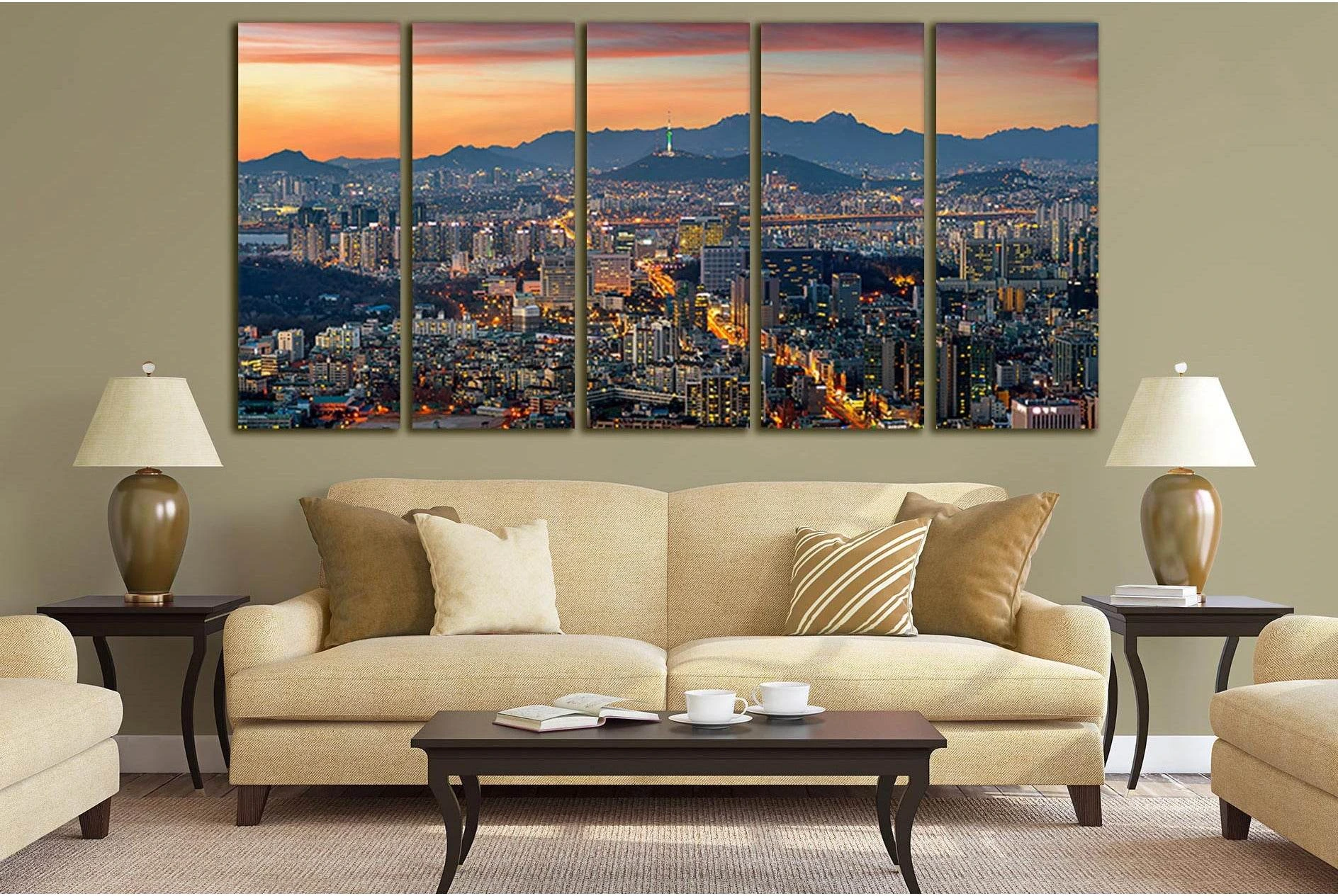 Seoul Cityscape In South Korea №SL367 Ready to Hang Canvas Print - Zellart Canvas Prints 0new, ALL_Products, Cityscapes & Skylines