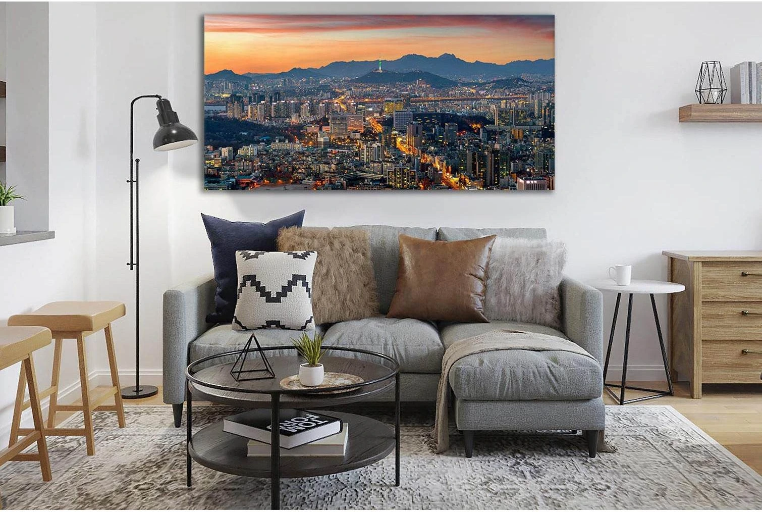 Seoul Cityscape In South Korea №SL367 Ready to Hang Canvas Print - Zellart Canvas Prints 0new, ALL_Products, Cityscapes & Skylines
