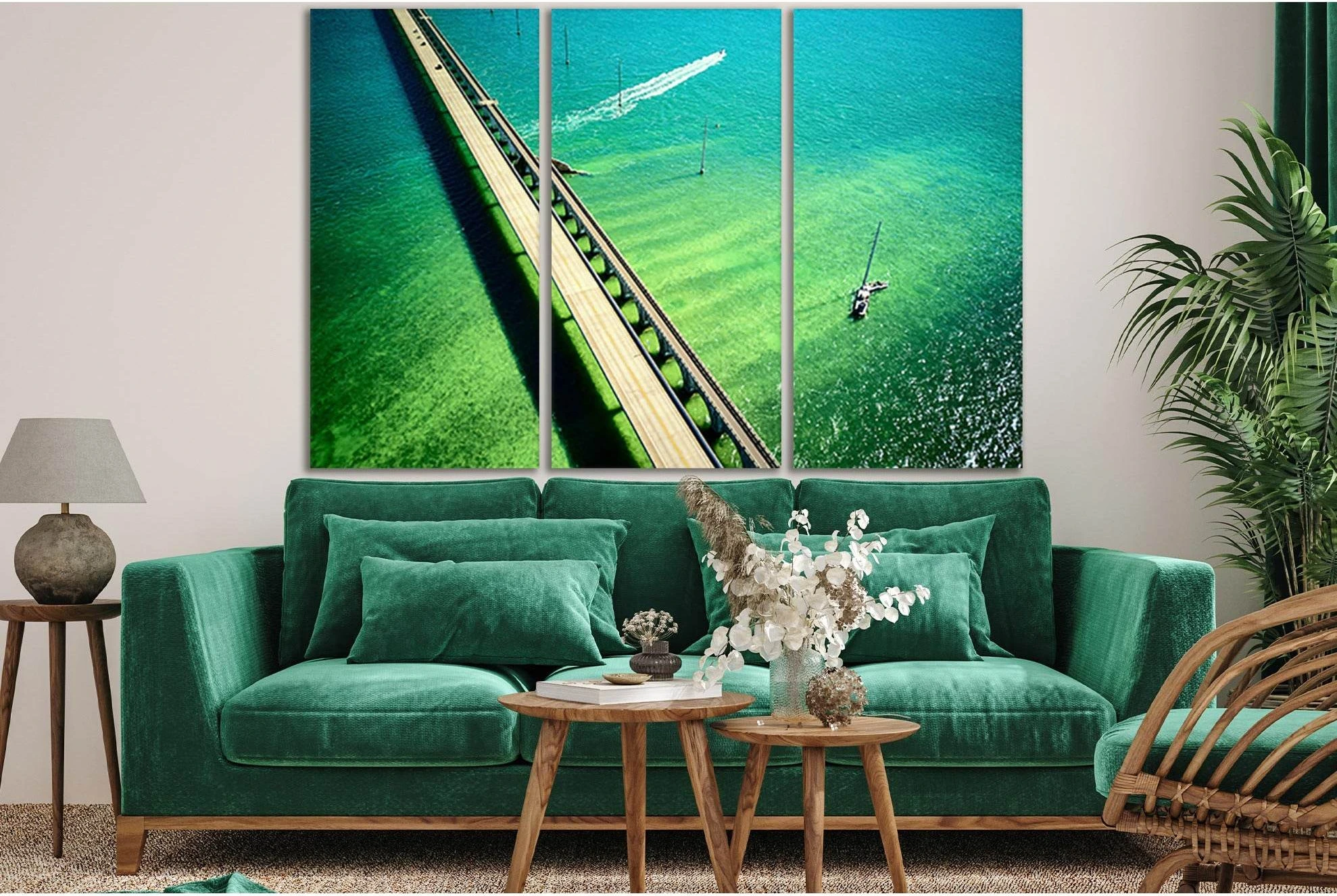 Seven Mile Bridge №SL1113 Ready to Hang Canvas Print - Zellart Canvas Prints 0new, ALL_Products, Bridges Wall Art