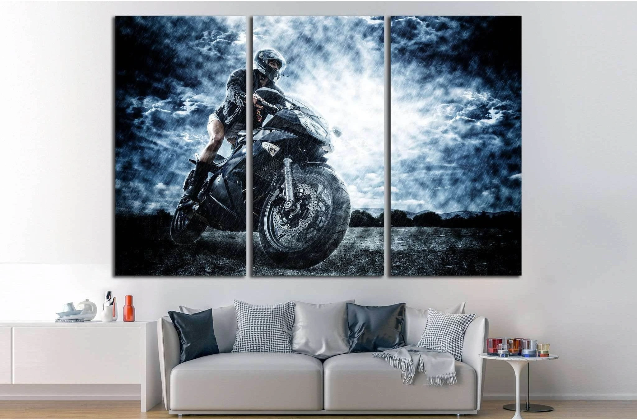 Sexy motorbike female rider №1869 Ready to Hang Canvas Print - Zellart Canvas Prints ALL_Products, s-1869