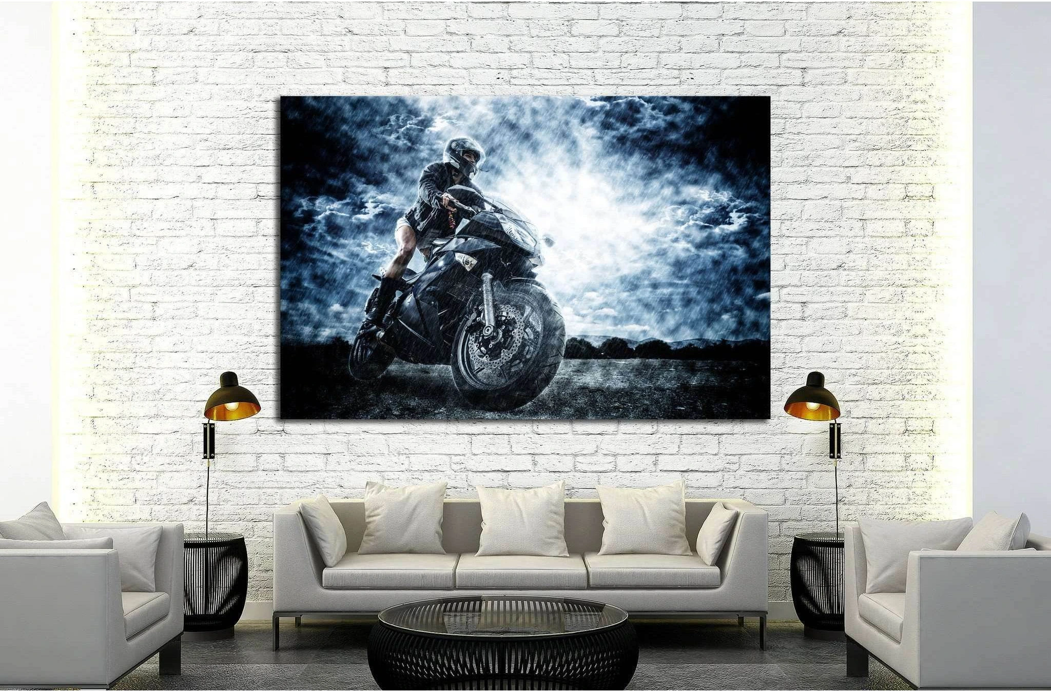 Sexy motorbike female rider №1869 Ready to Hang Canvas Print - Zellart Canvas Prints ALL_Products, s-1869