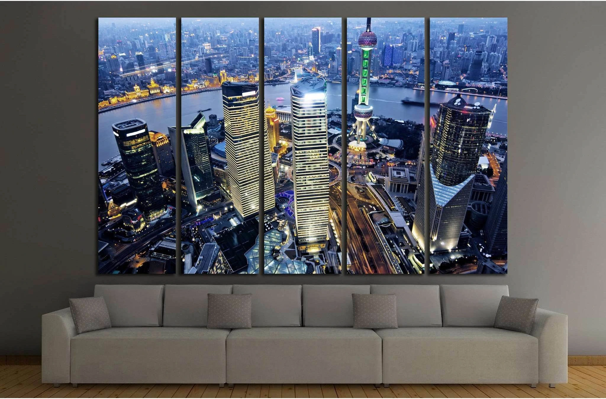 shanghai at night from jinmao building №1170 Ready to Hang Canvas Print - Zellart Canvas Prints ALL_Products, s-1170