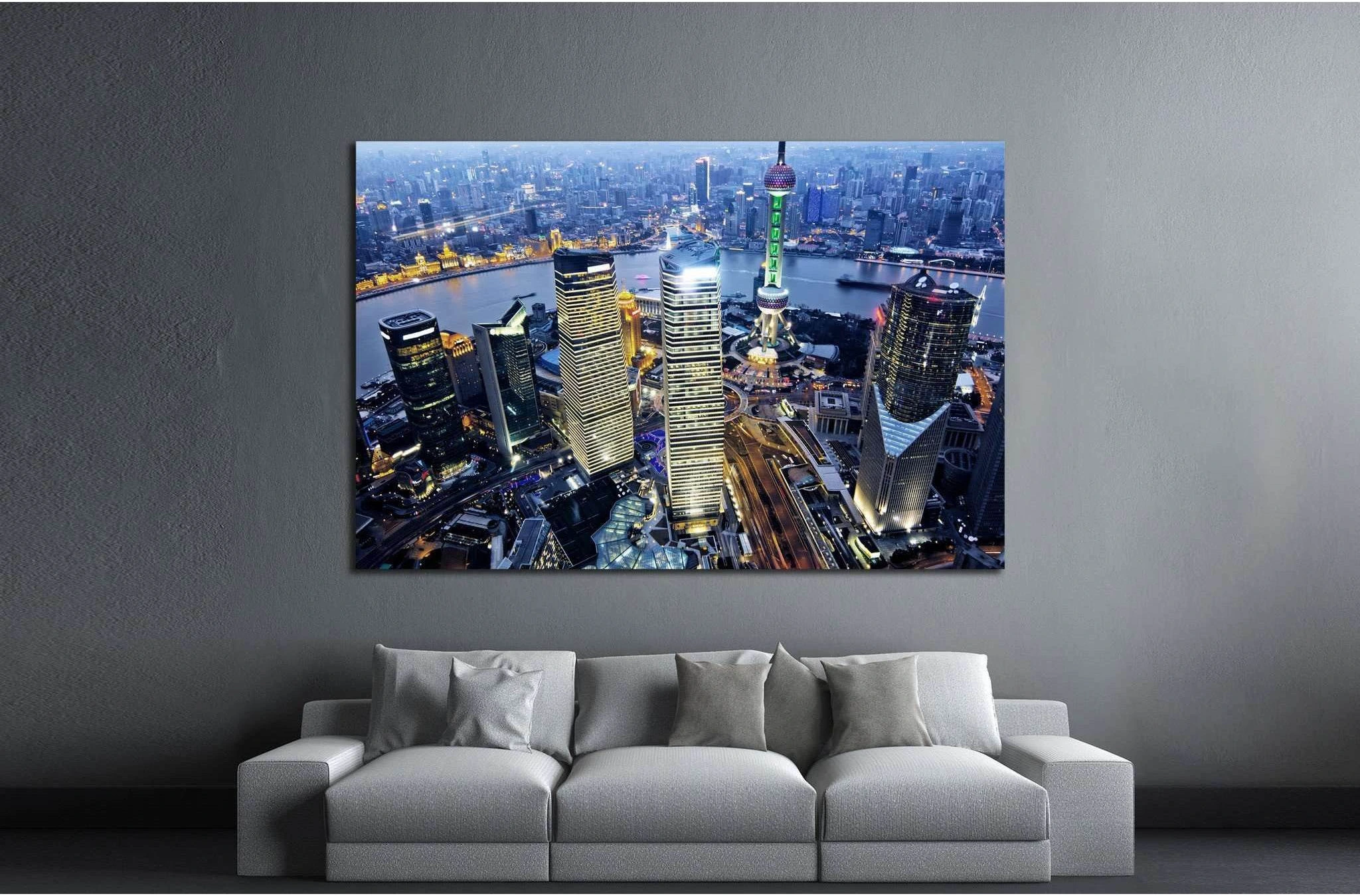 shanghai at night from jinmao building №1170 Ready to Hang Canvas Print - Zellart Canvas Prints ALL_Products, s-1170