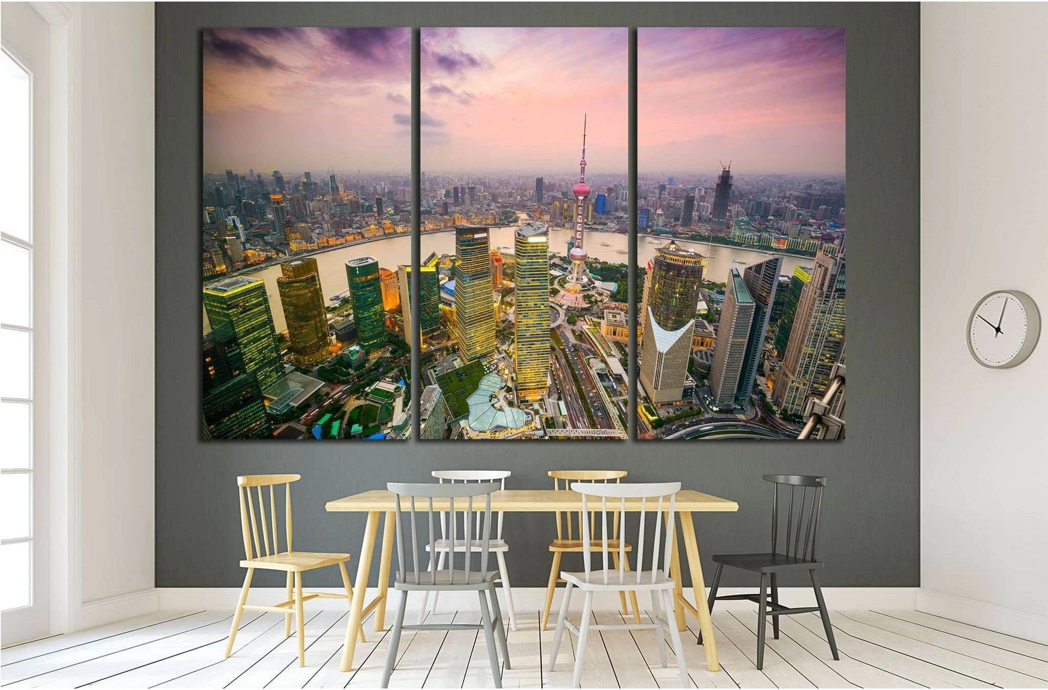 Shanghai, China, Financial District and Huangpu River №1524 Ready to Hang Canvas Print - Zellart Canvas Prints ALL_Products, s-1524