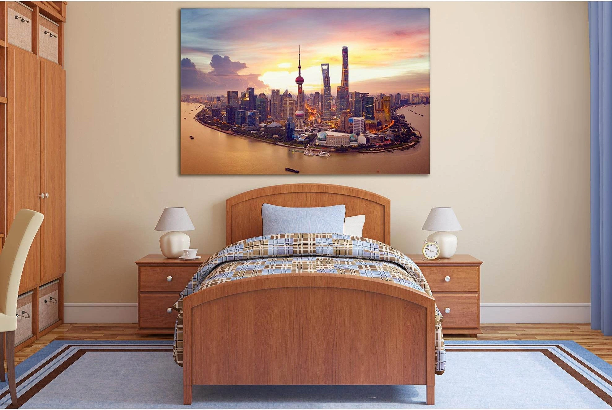 Shanghai China Huangpu River №SL354 Ready to Hang Canvas Print - Zellart Canvas Prints 0new, ALL_Products, Cityscapes & Skylines