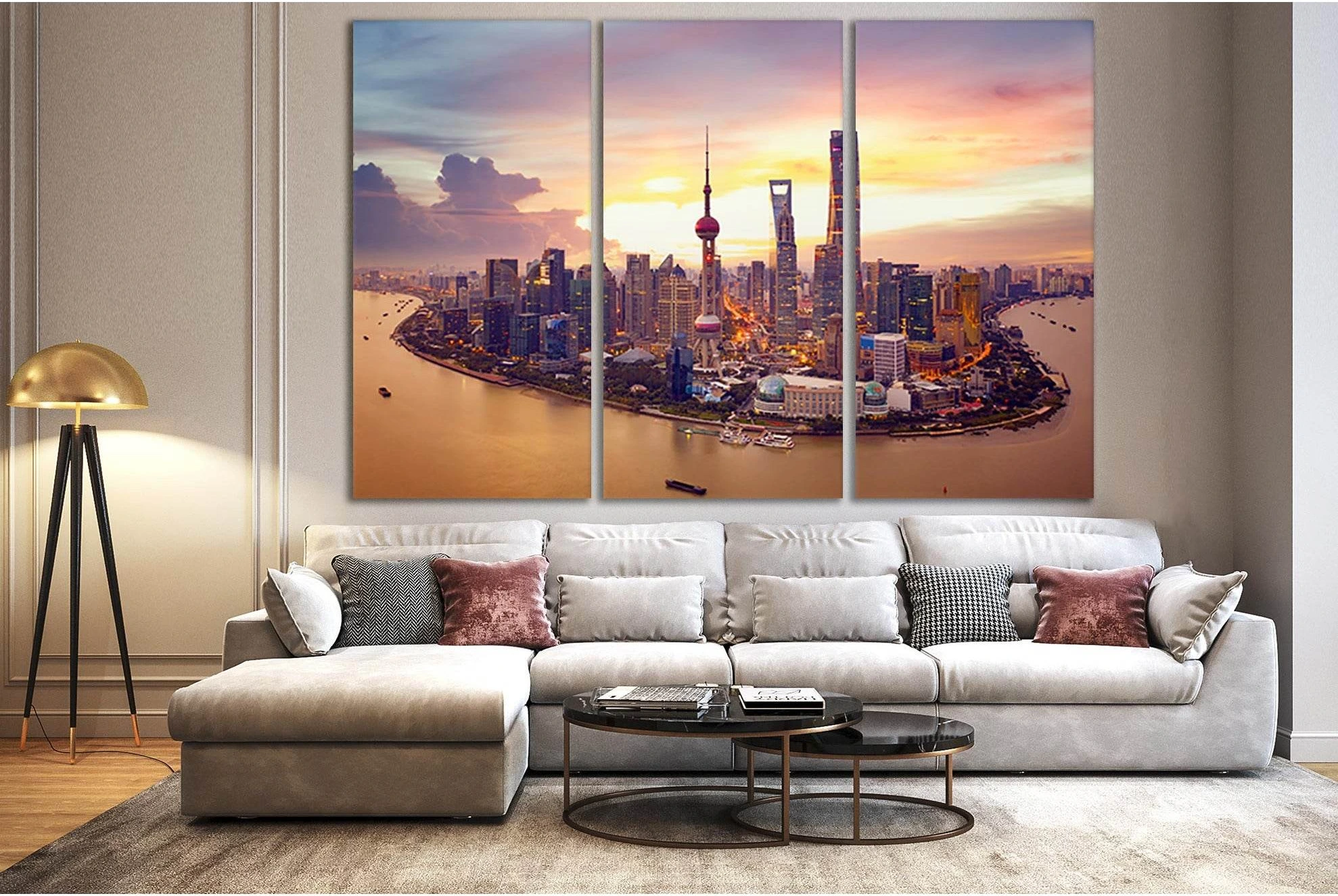 Shanghai China Huangpu River №SL354 Ready to Hang Canvas Print - Zellart Canvas Prints 0new, ALL_Products, Cityscapes & Skylines