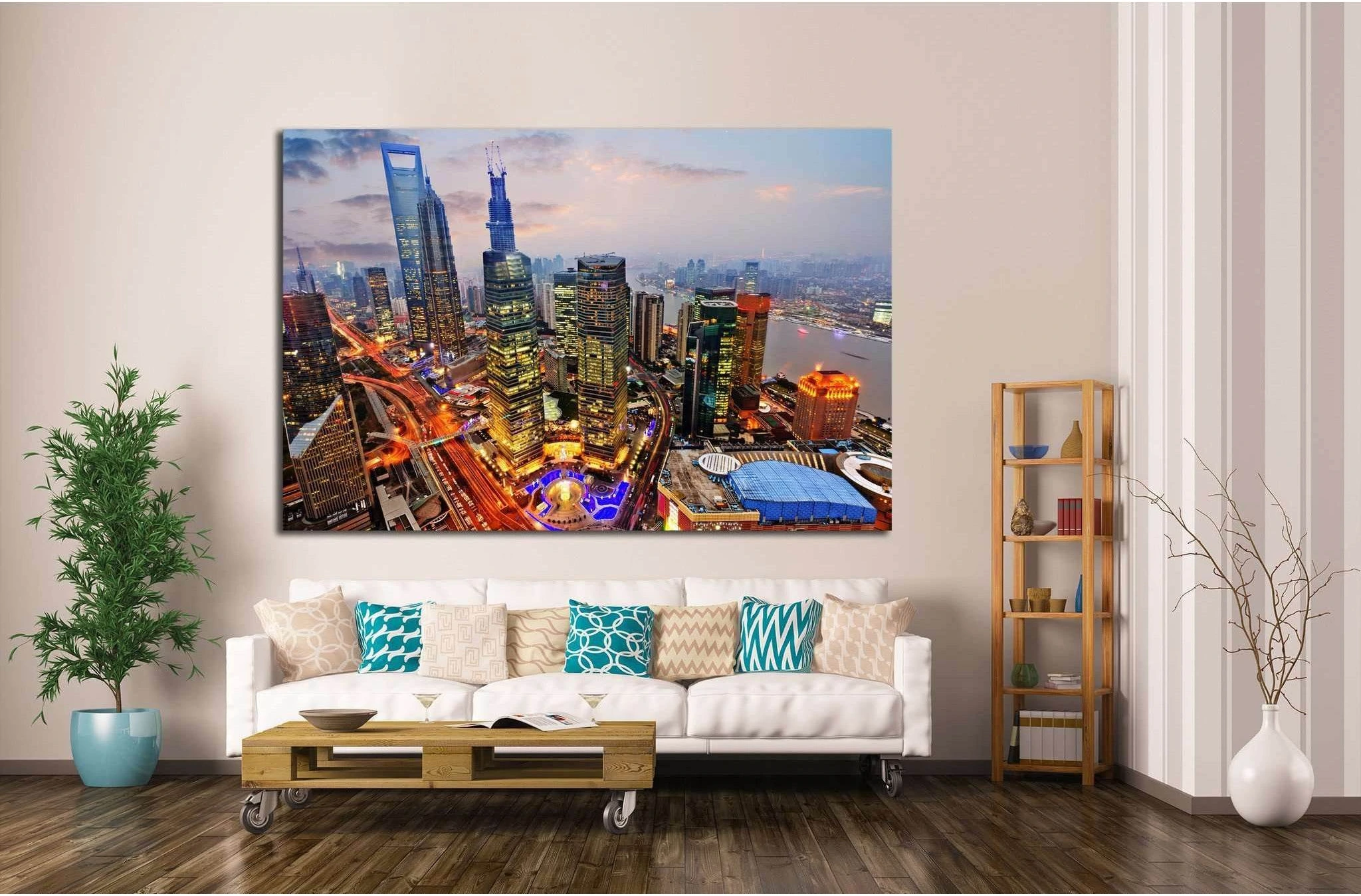 Shanghai lujiazui financial center, huangpu river №1160 Ready to Hang Canvas Print - Zellart Canvas Prints ALL_Products, s-1160