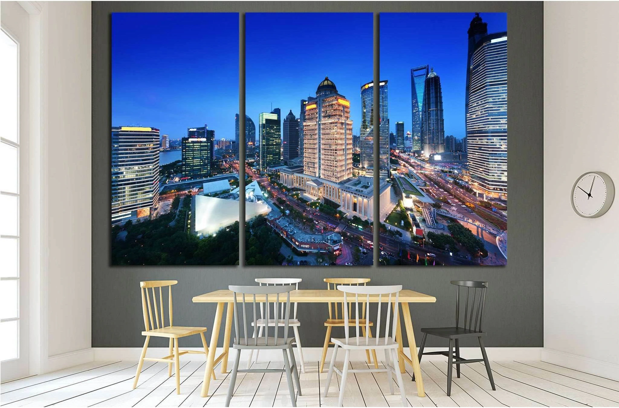shanghai night view from the oriental pearl tower №1520 Ready to Hang Canvas Print - Zellart Canvas Prints ALL_Products, s-1520