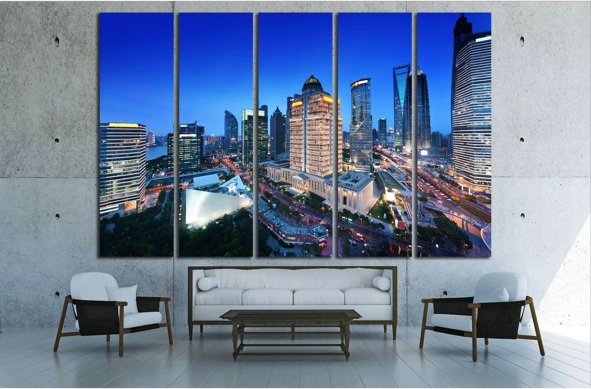 shanghai night view from the oriental pearl tower №1520 Ready to Hang Canvas Print - Zellart Canvas Prints ALL_Products, s-1520