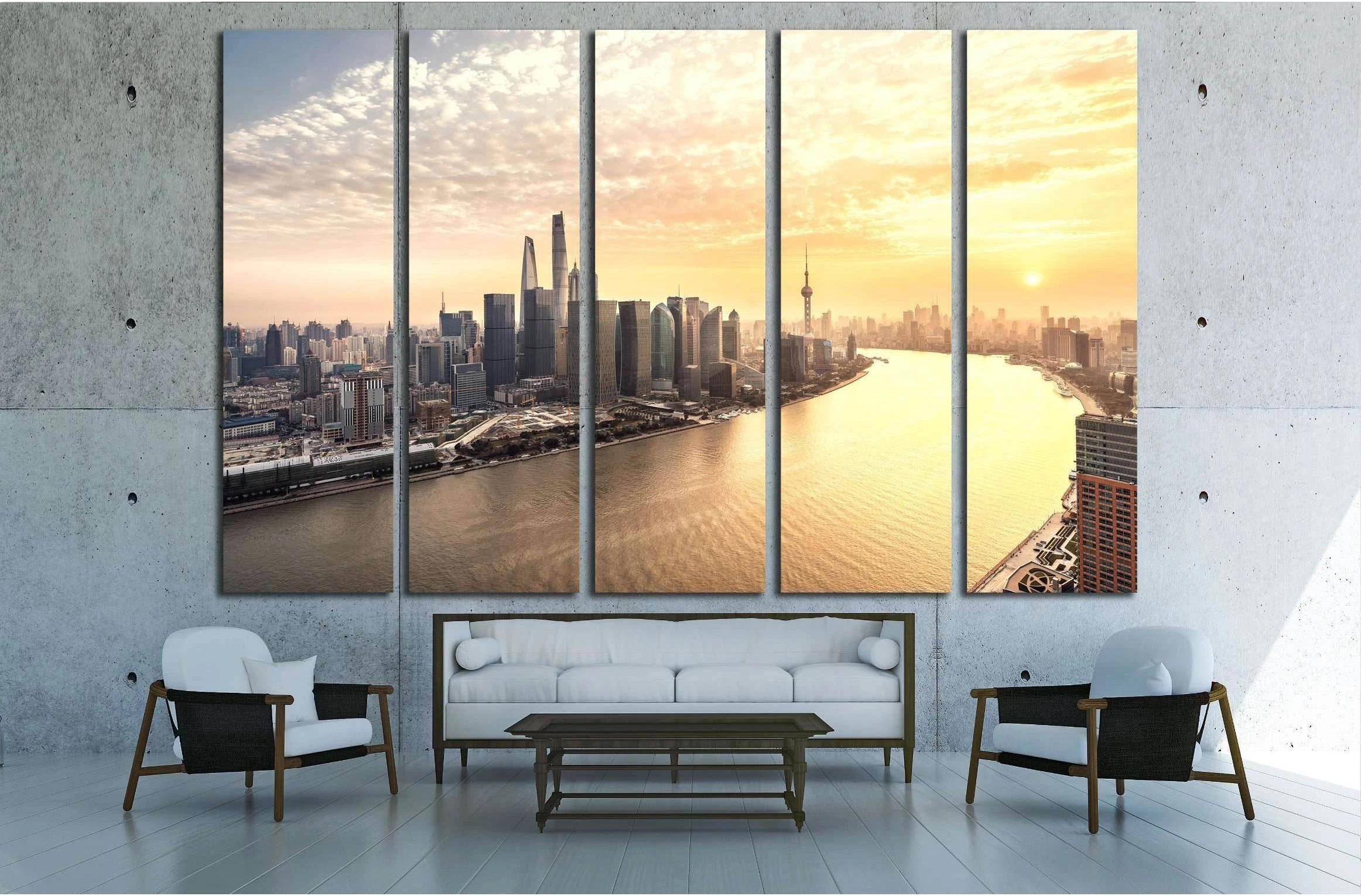 Shanghai skyline and cityscape №2968 Ready to Hang Canvas Print - Zellart Canvas Prints ALL_Products, s-2968