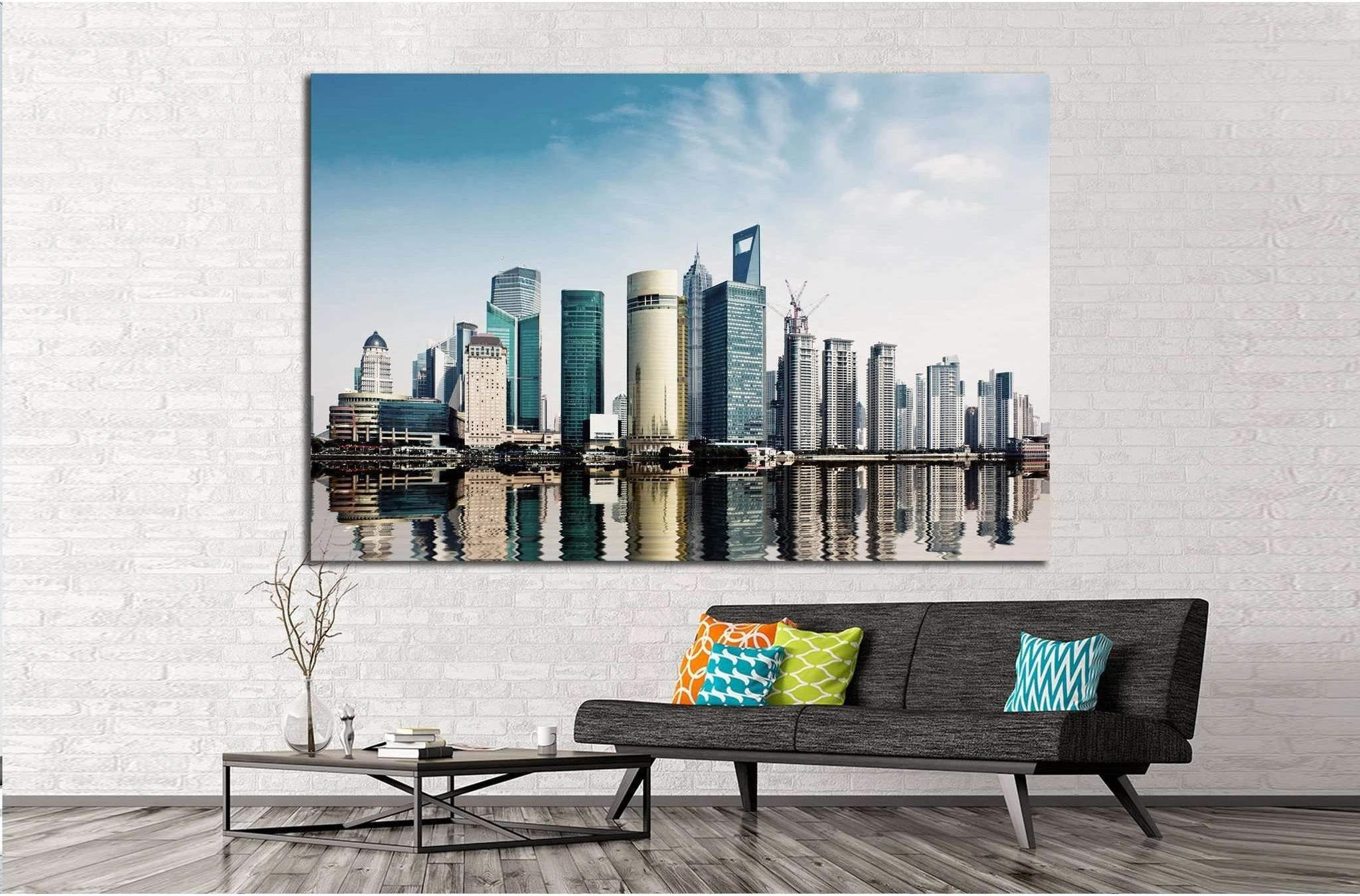 shanghai skyline in daytime №1155 Ready to Hang Canvas Print - Zellart Canvas Prints ALL_Products, s-1155