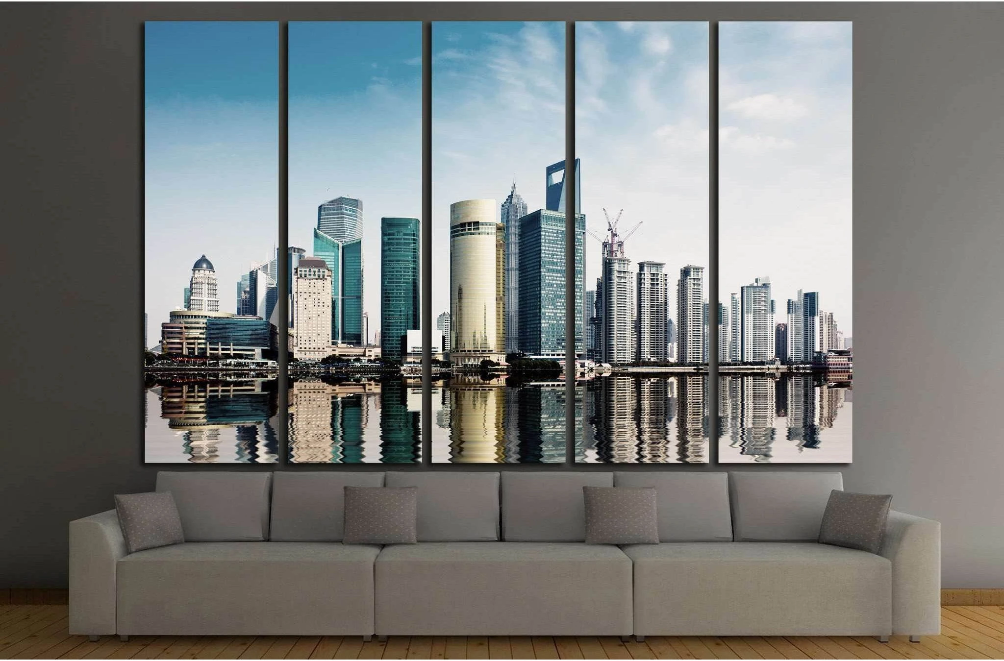 shanghai skyline in daytime №1155 Ready to Hang Canvas Print - Zellart Canvas Prints ALL_Products, s-1155