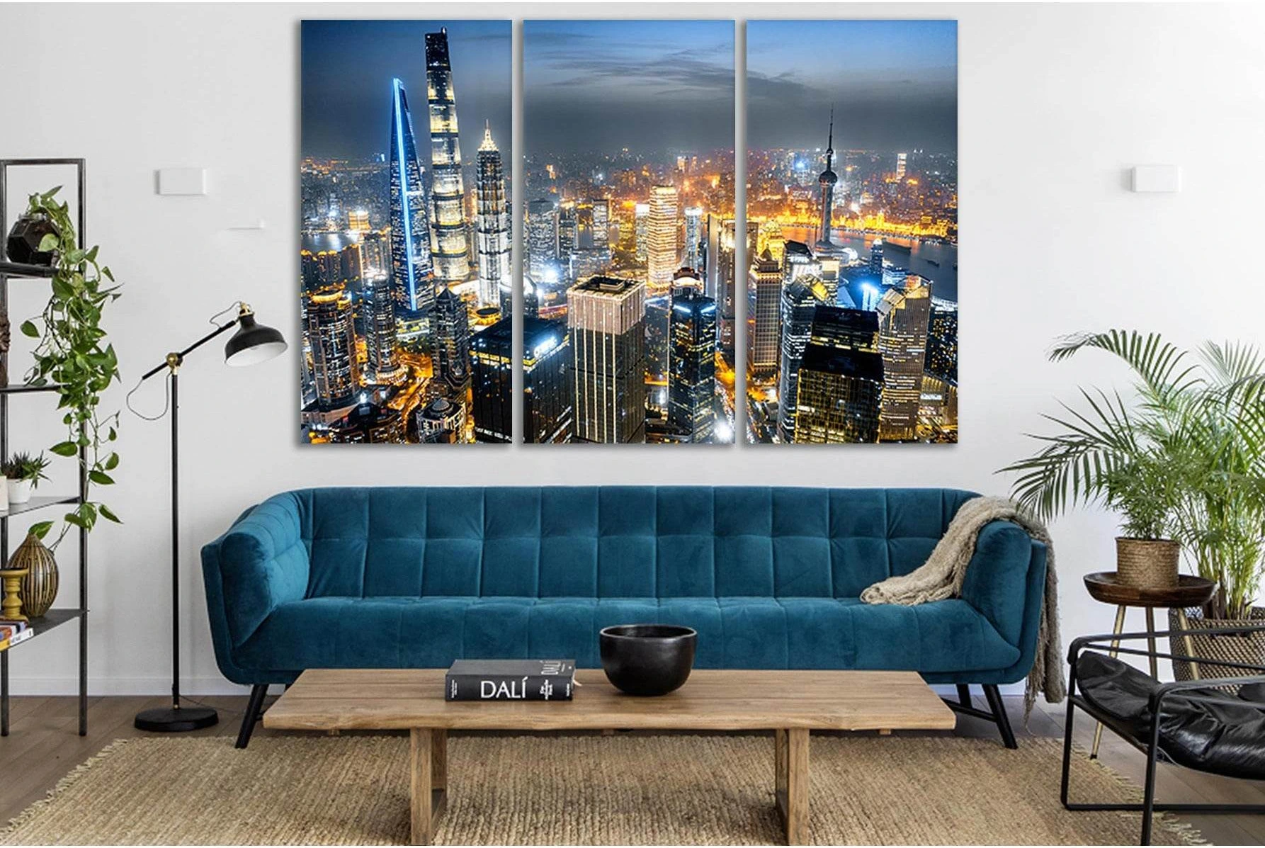 Shanghai Skyline Panorama In Sunset №SL377 Ready to Hang Canvas Print - Zellart Canvas Prints 0new, ALL_Products, Cityscapes & Skylines