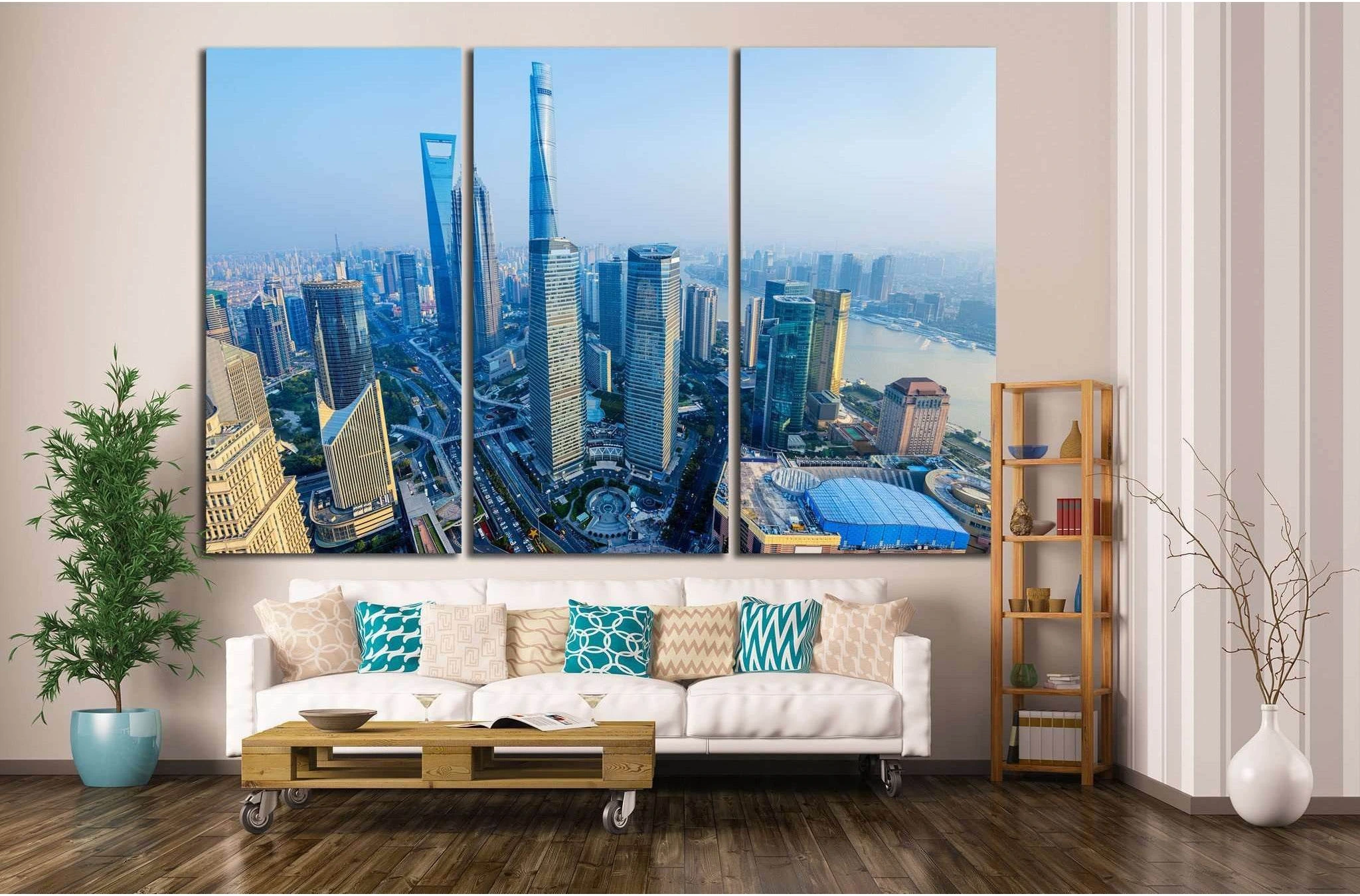 Shanghai Skyline with its newly built iconic skyscrapers №1196 Ready to Hang Canvas Print - Zellart Canvas Prints ALL_Products, s-1196