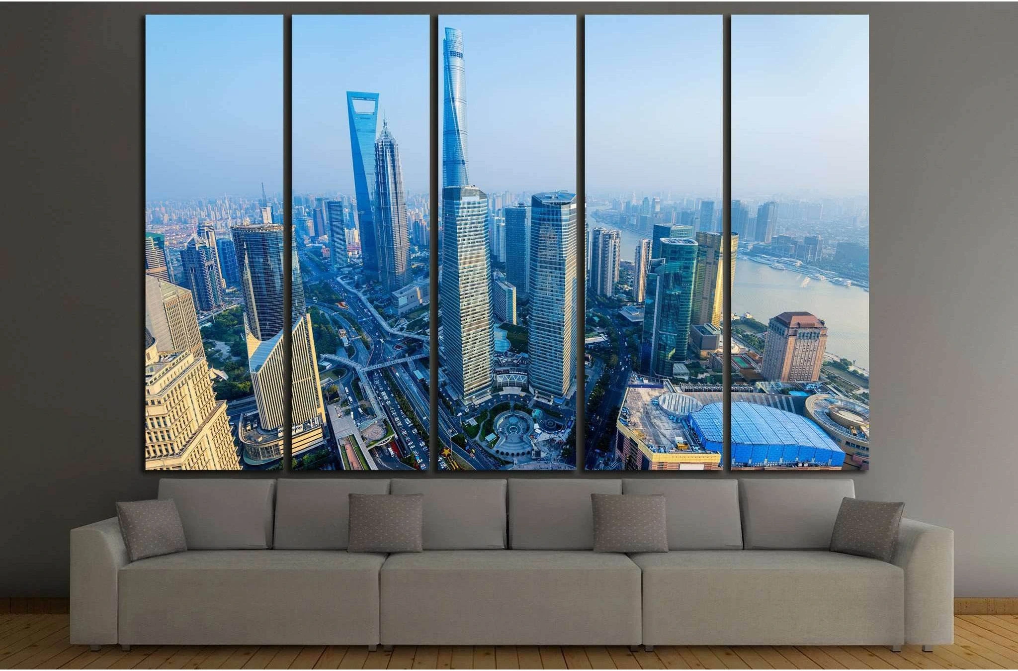 Shanghai Skyline with its newly built iconic skyscrapers №1196 Ready to Hang Canvas Print - Zellart Canvas Prints ALL_Products, s-1196