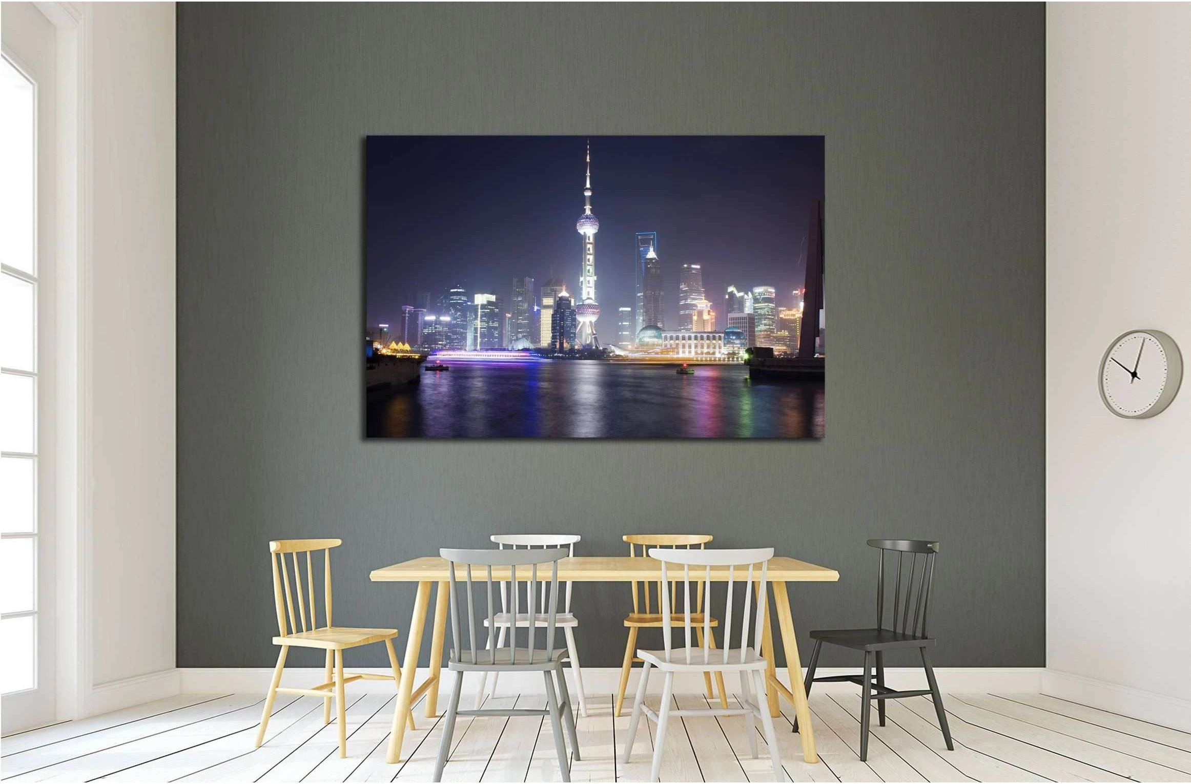 Shanghai skyline with the Pearl Tower, China №2221 Ready to Hang Canvas Print - Zellart Canvas Prints ALL_Products, s-2221